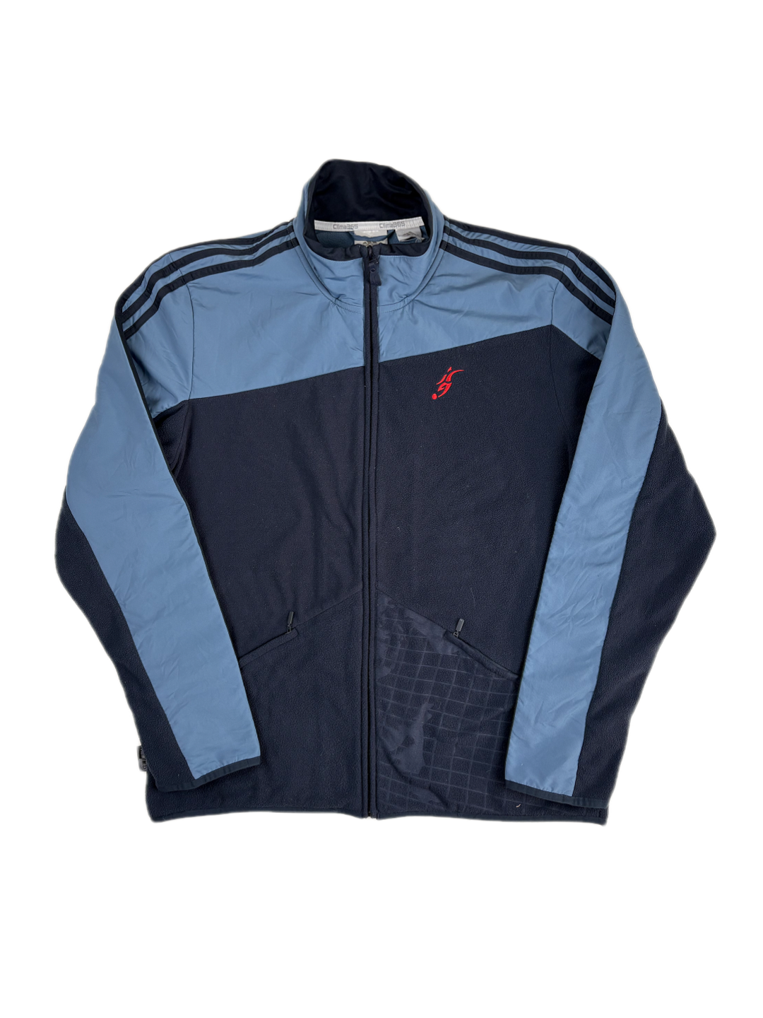 (L) Vintage Adidas Trainings/Fleecejacke in Marineblau