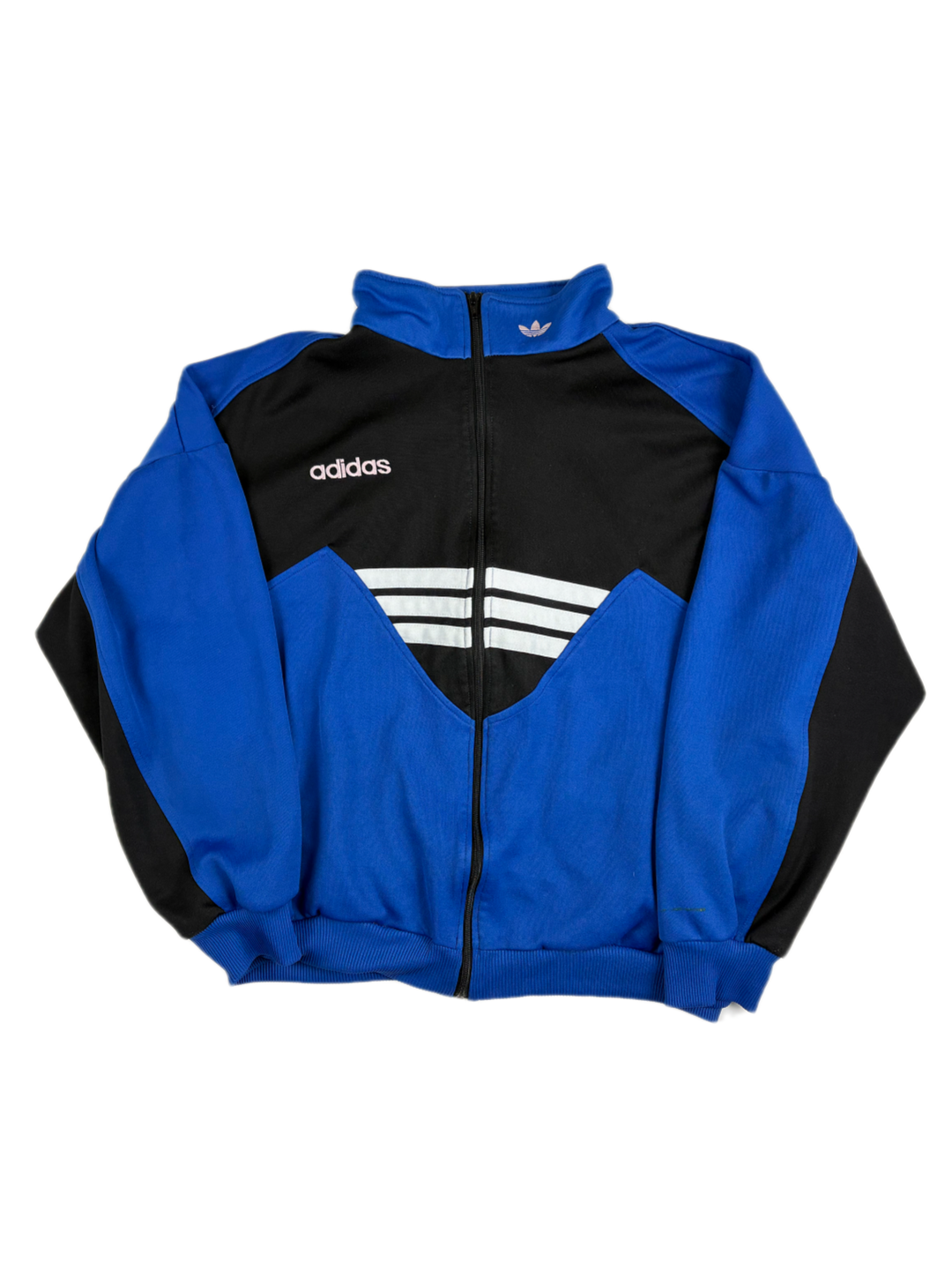 (M-L) Vintage Adidas Trainingsjacke in schwarz/blau 80s