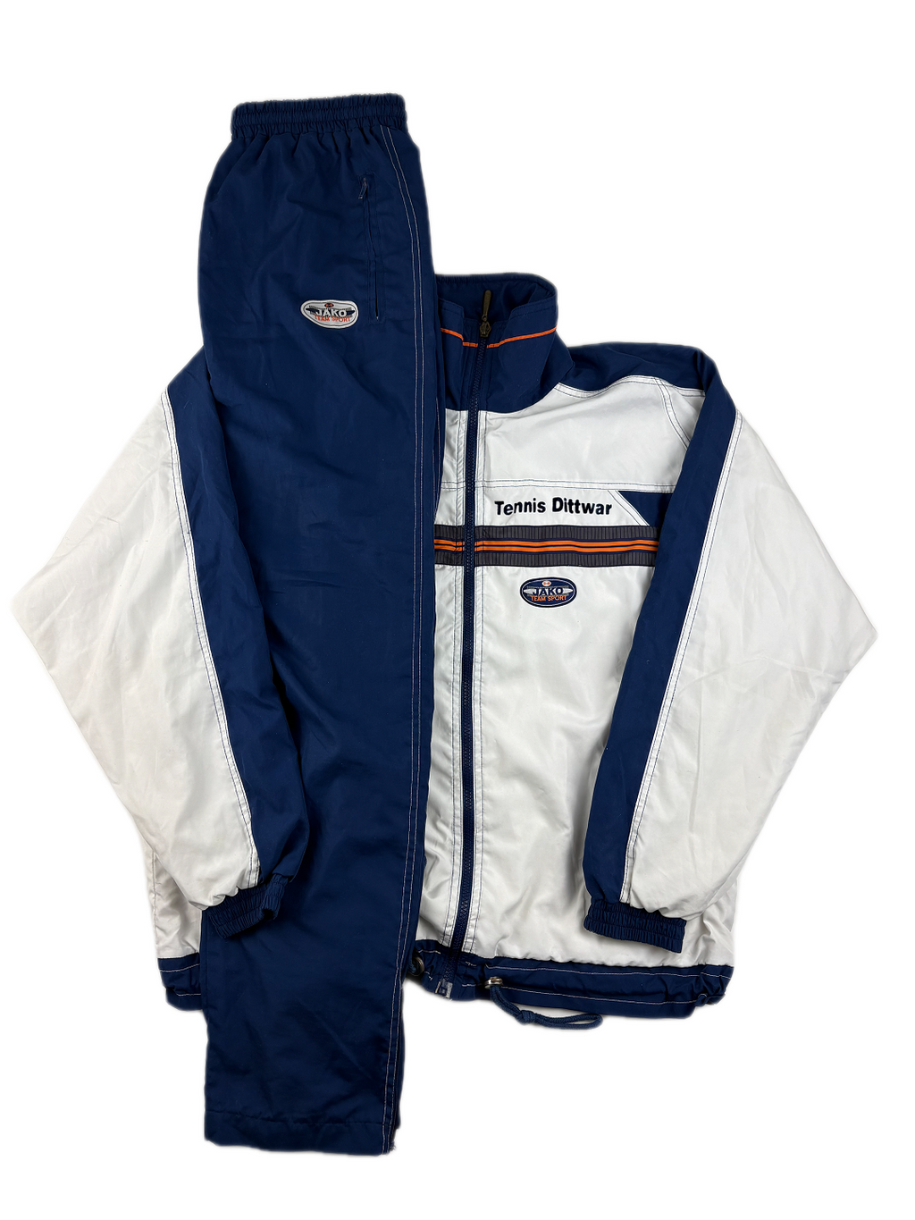 (S-M) Vintage Jako Trainingsanzug in blau & weiß