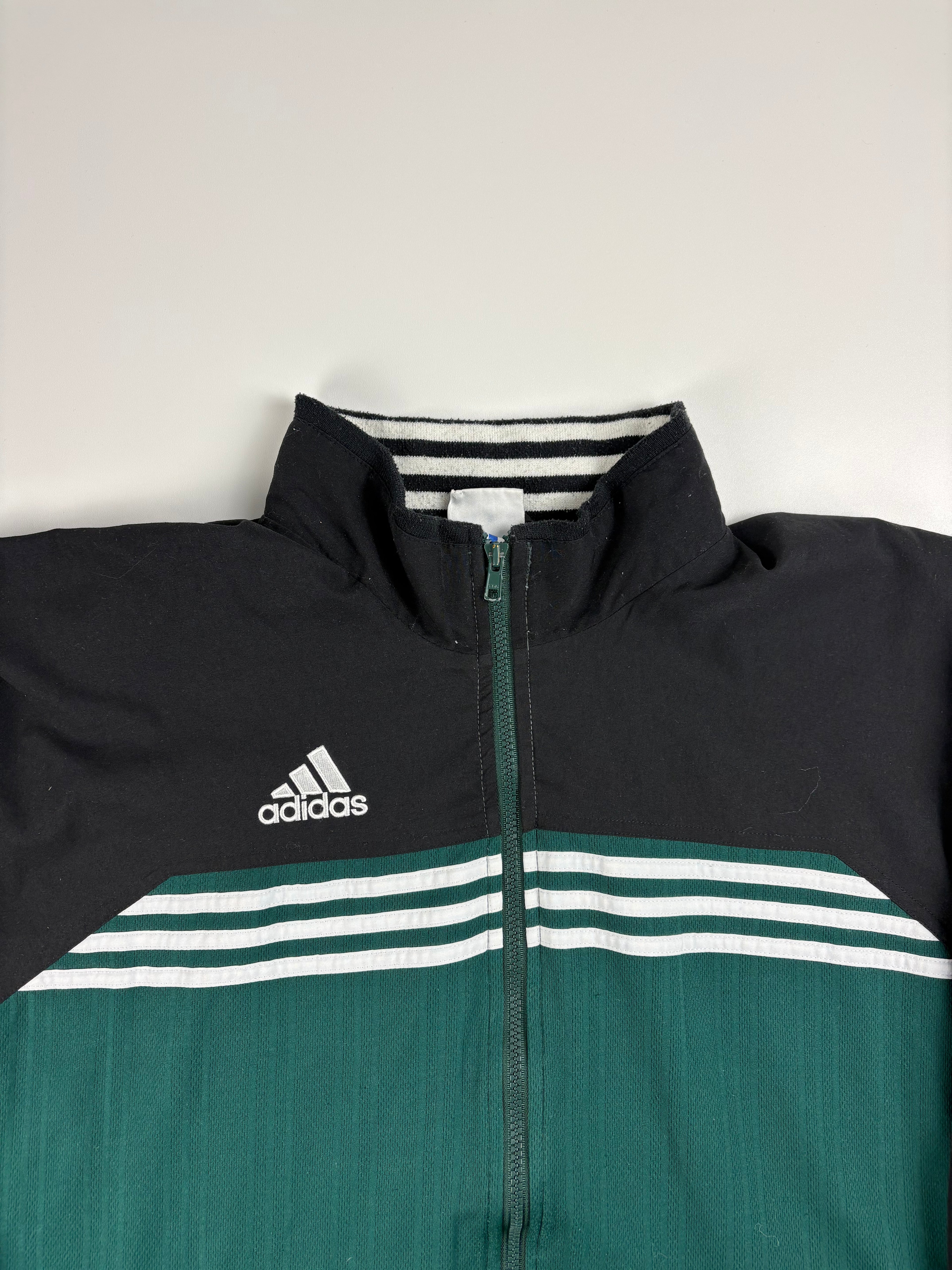 (XL) Vintage Adidas Trainingsjacke in schwarz/grün 90s
