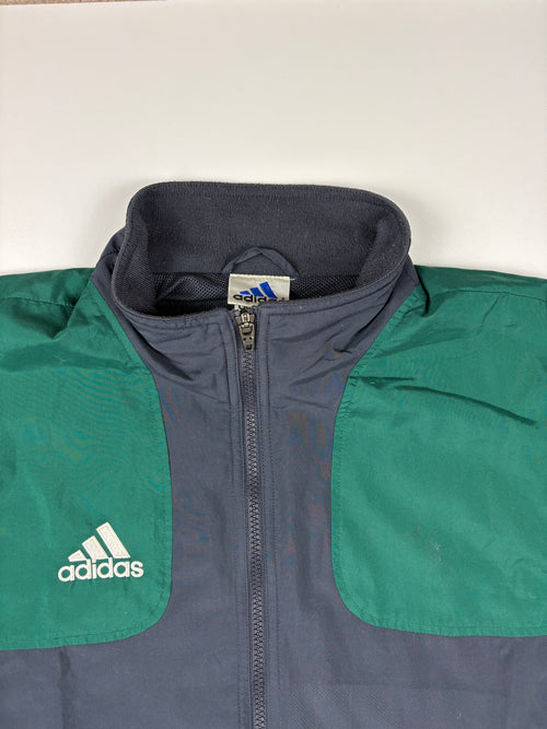 (L-XL) Vintage Adidas Trainingsjacke in grau/grün 90s