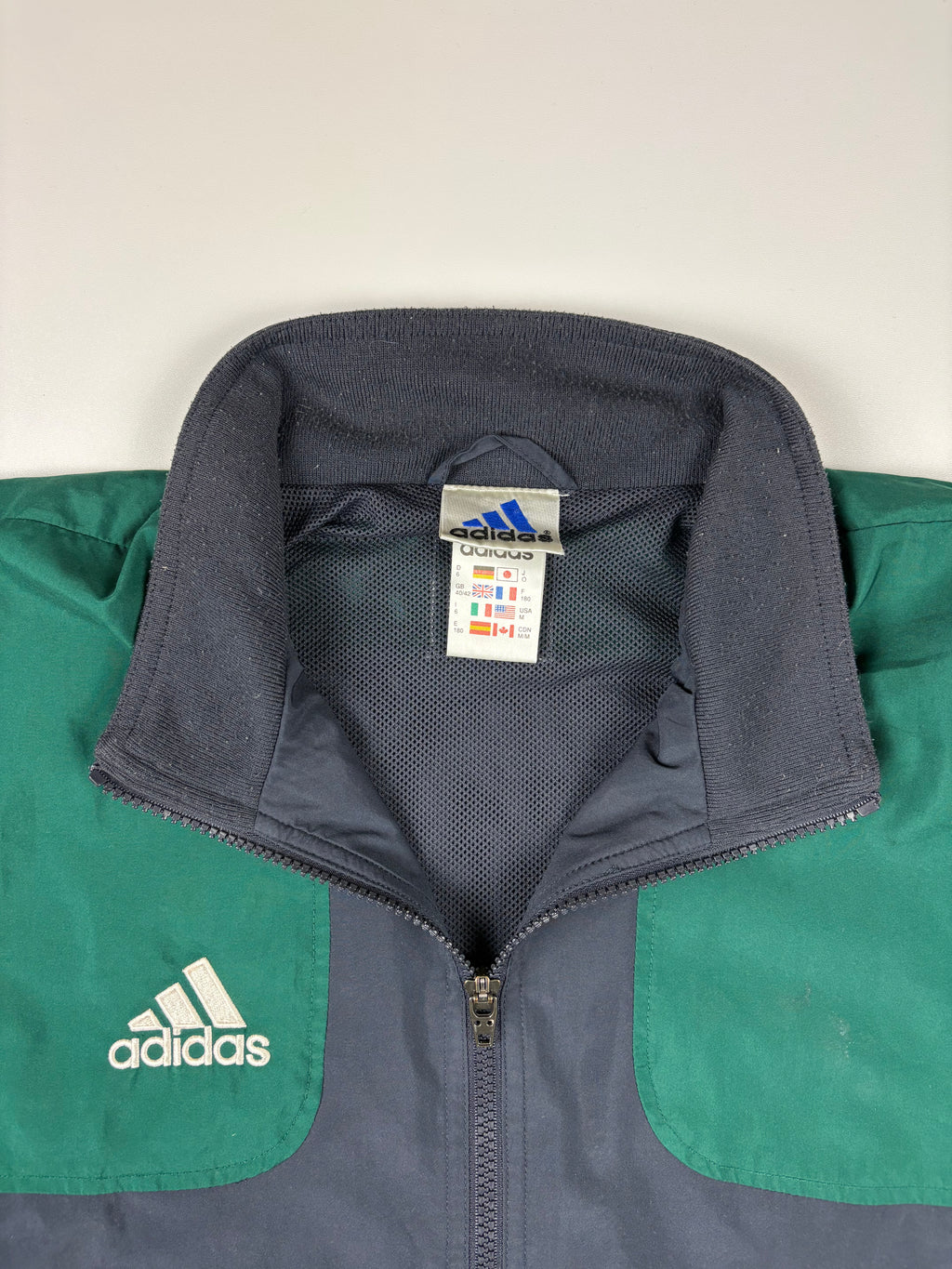 (L-XL) Vintage Adidas Trainingsjacke in grau/grün 90s
