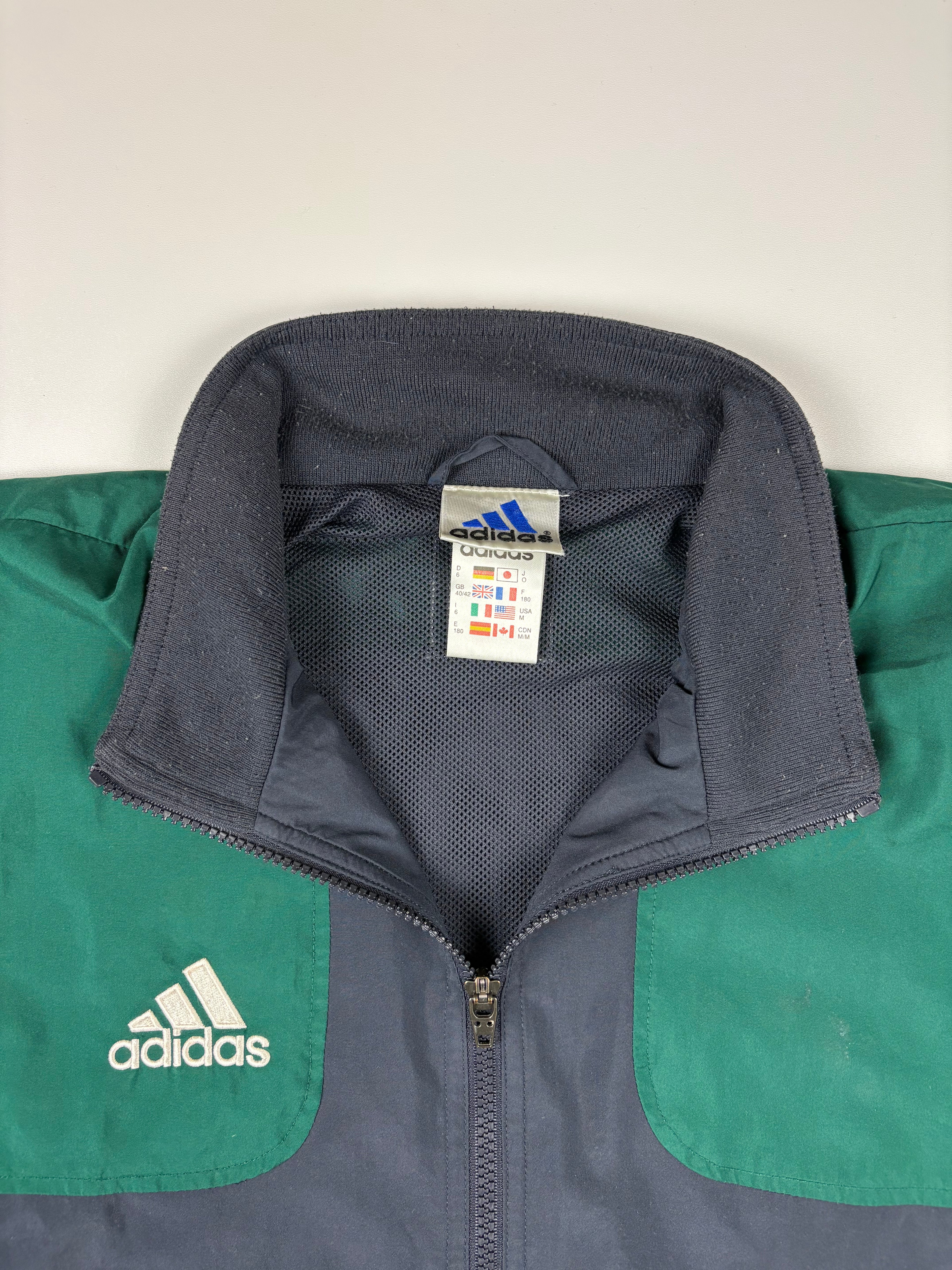 (L-XL) Vintage Adidas Trainingsjacke in grau/grün 90s
