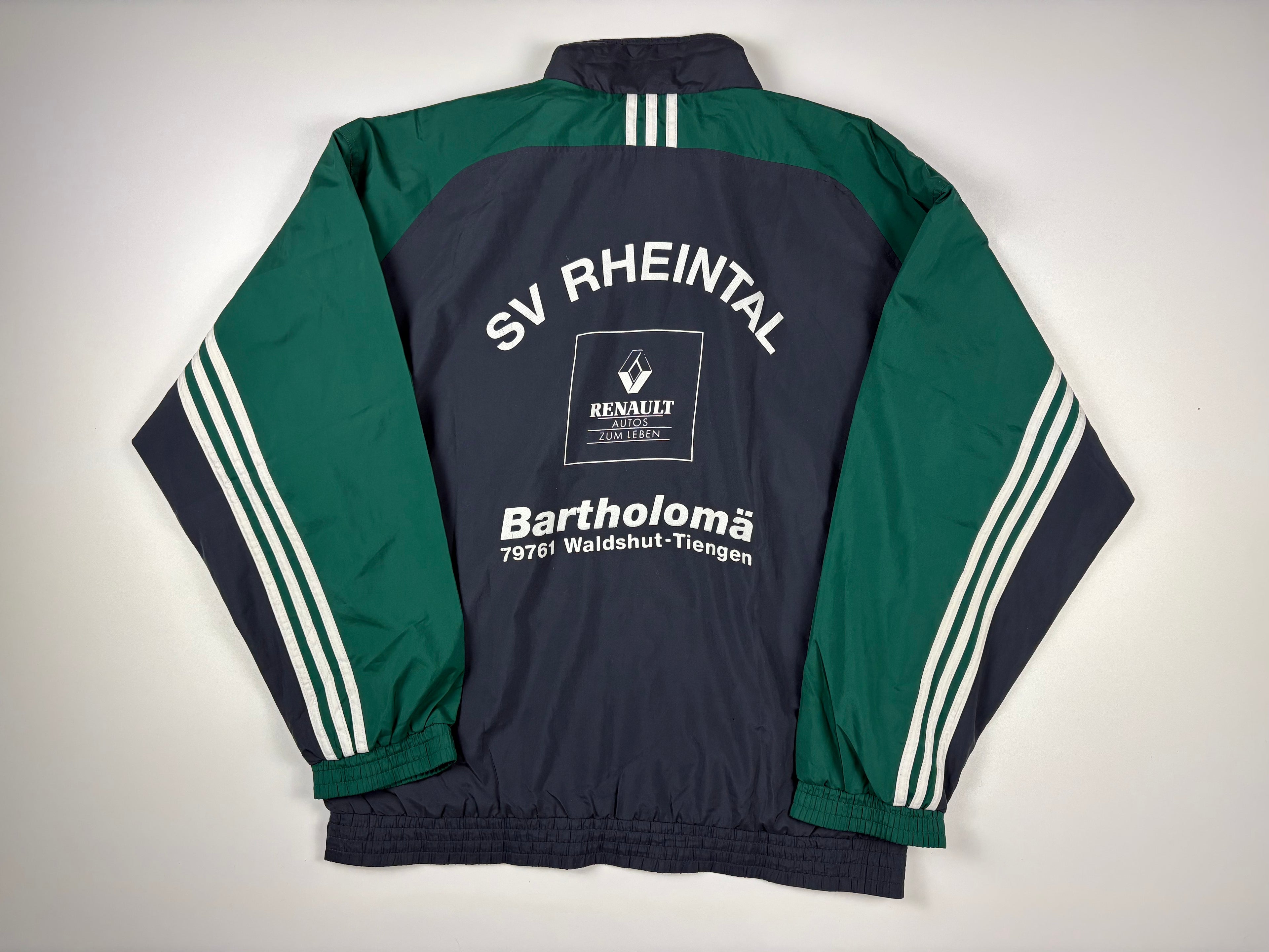 (L-XL) Vintage Adidas Trainingsjacke in grau/grün 90s
