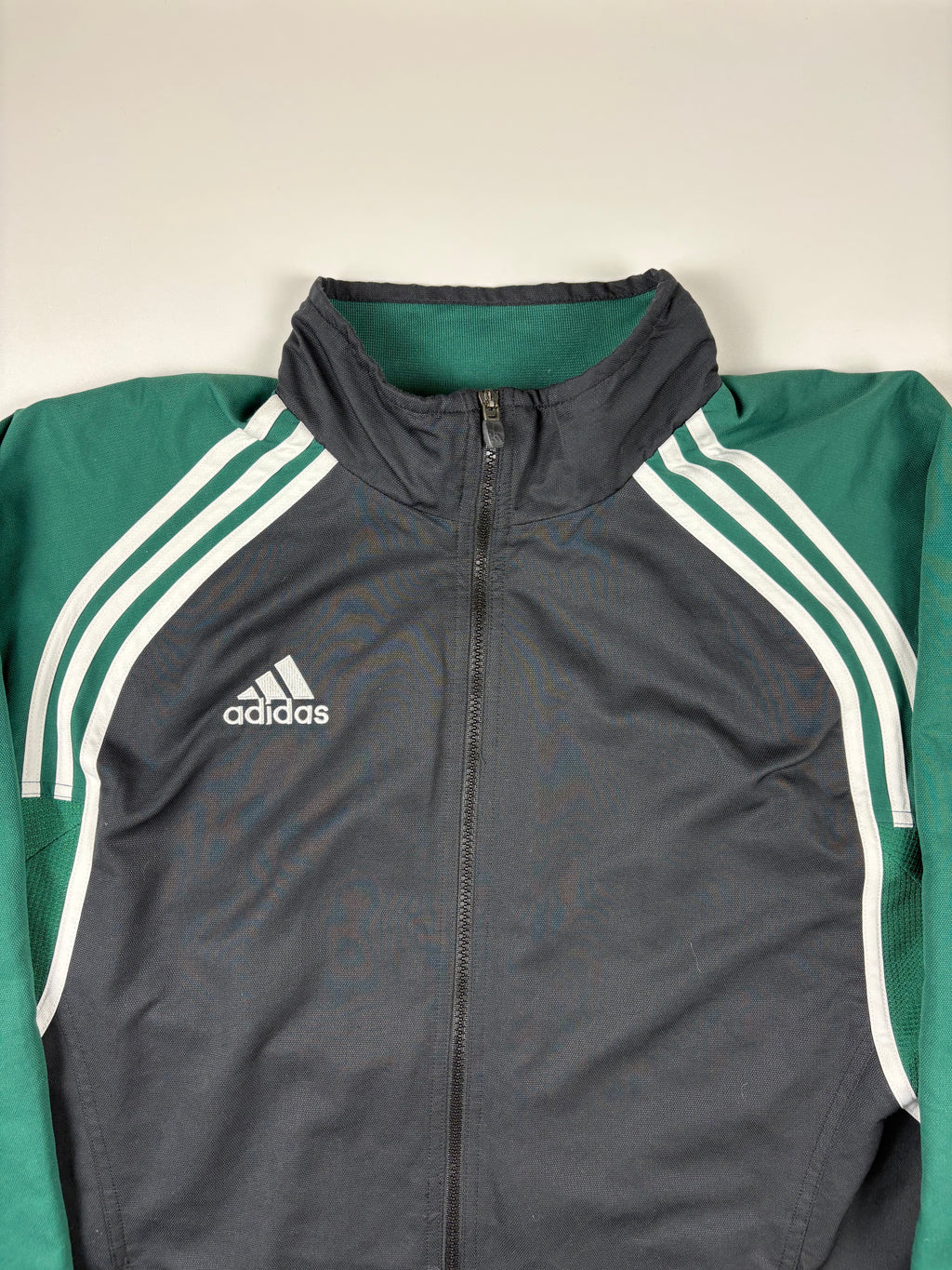 (XL) Vintage Adidas Trainingsjacke in schwarz/grün