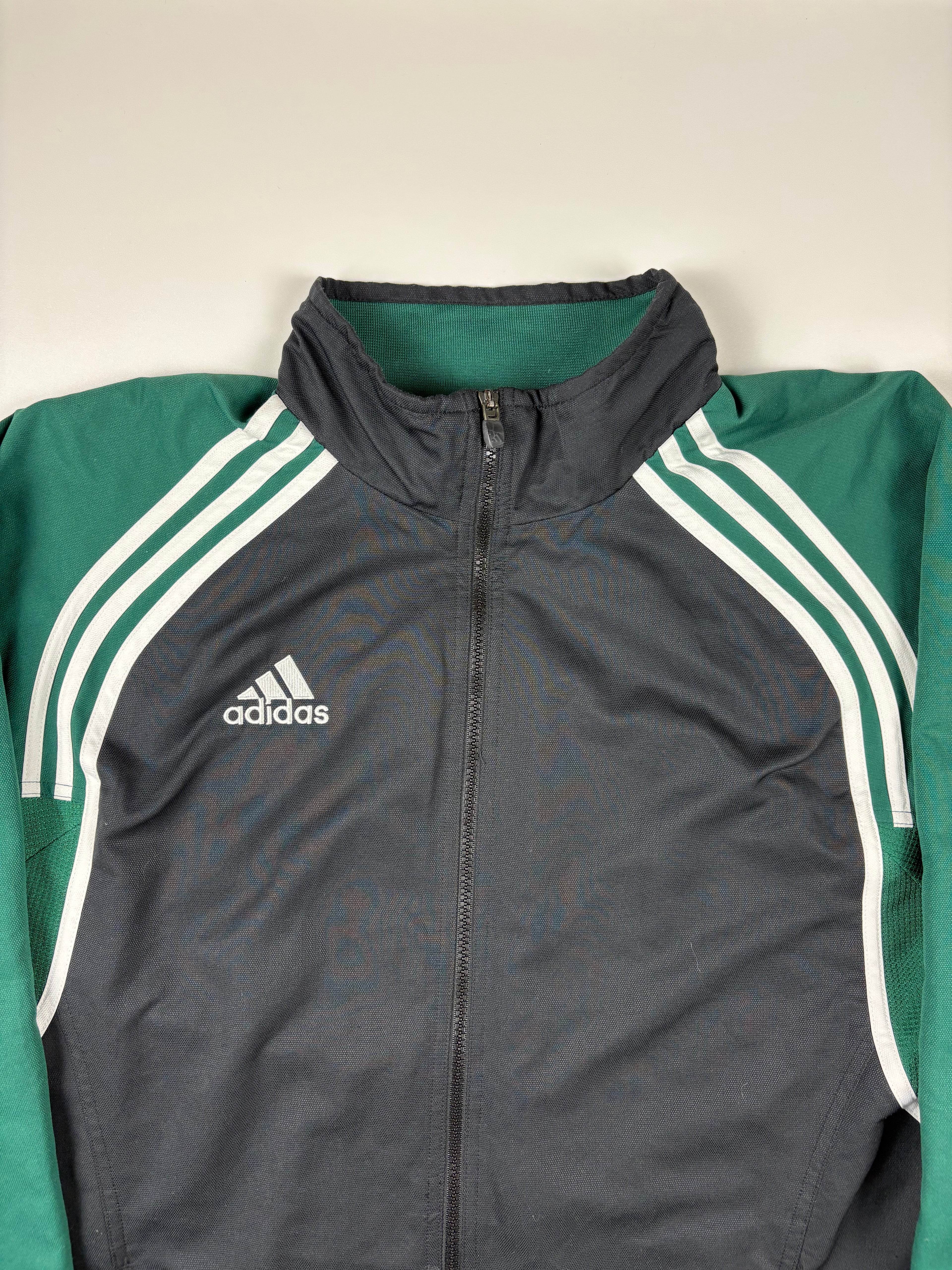 (XL) Vintage Adidas Trainingsjacke in schwarz/grün