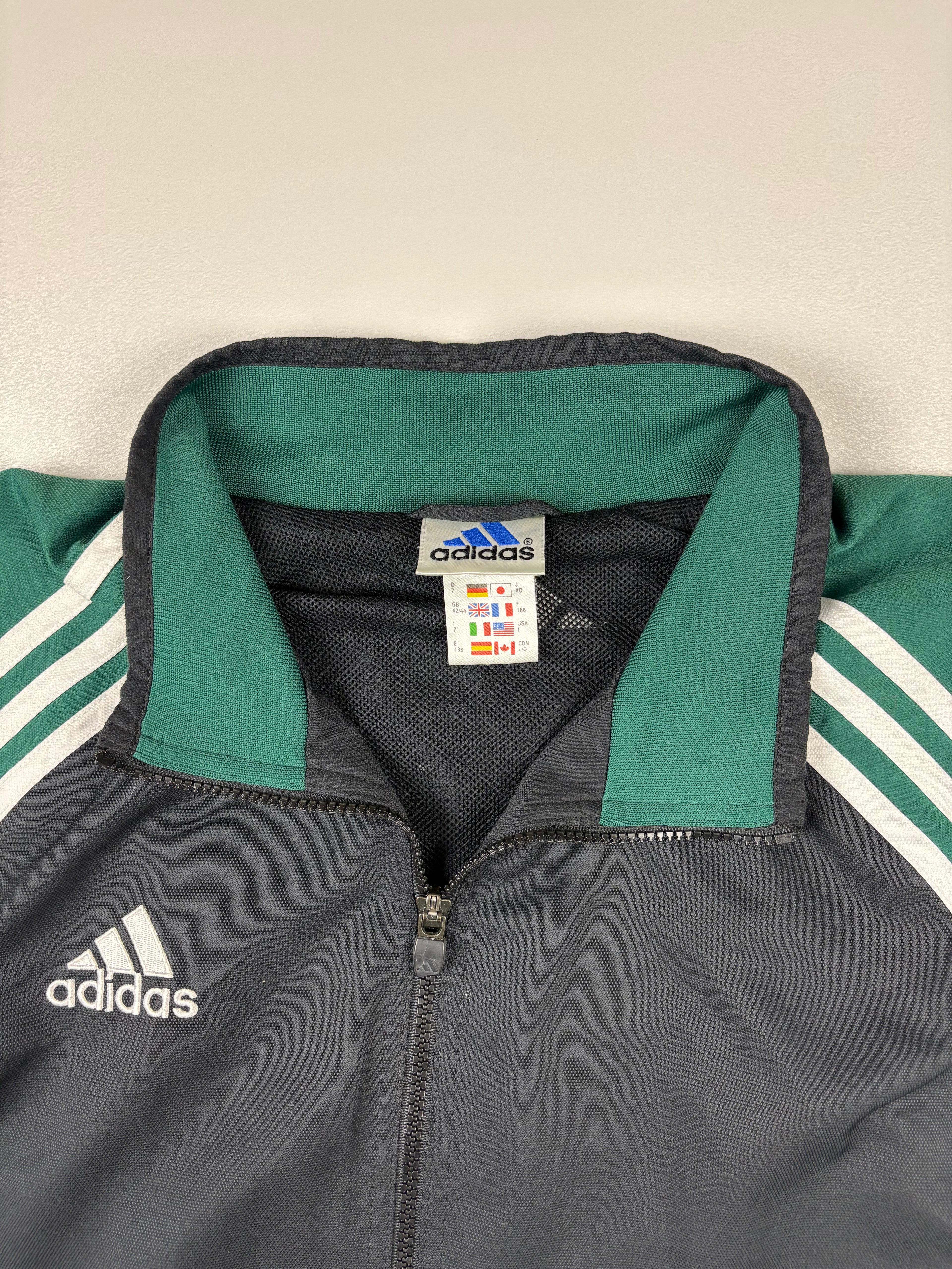 (XL) Vintage Adidas Trainingsjacke in schwarz/grün