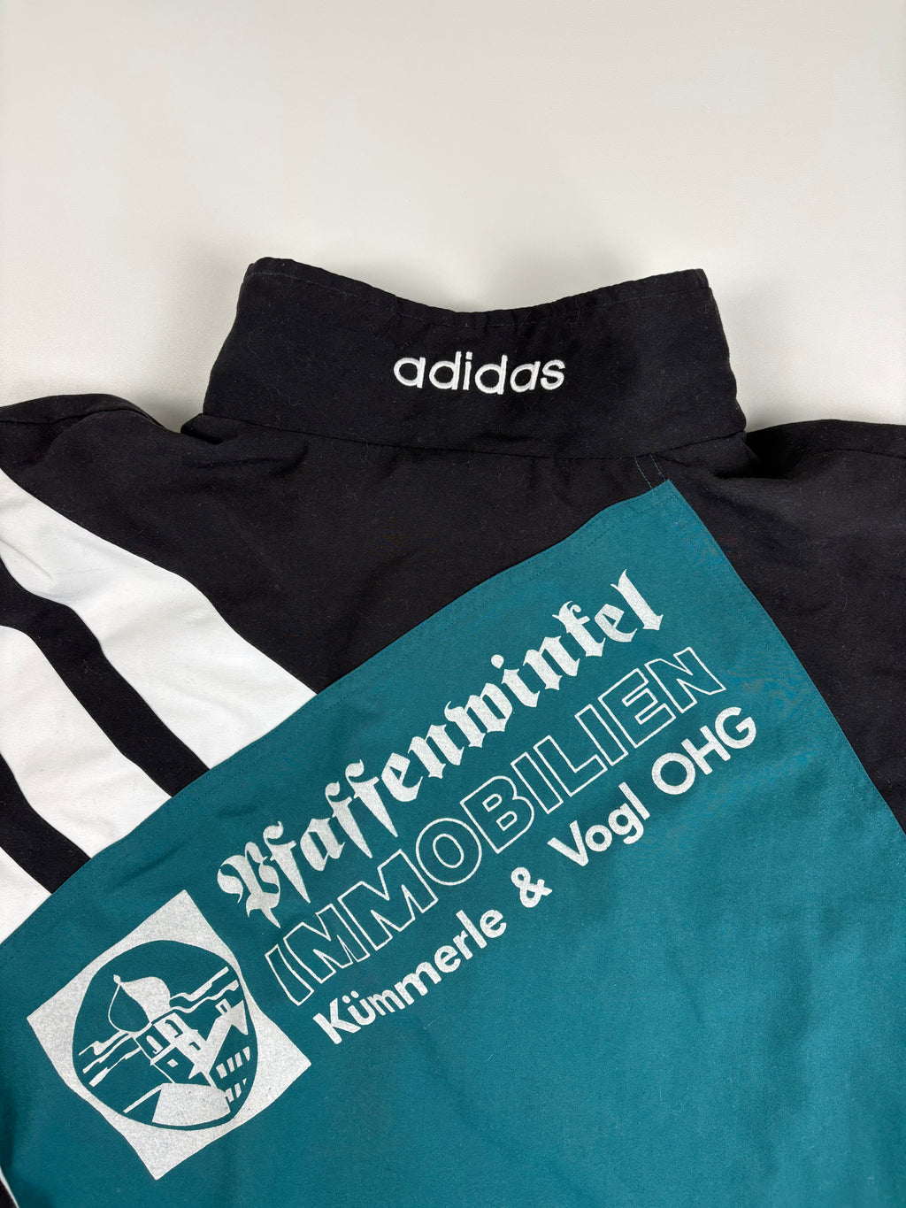 (L) Vintage Adidas Trainingsjacke in schwarz/grün/weiß