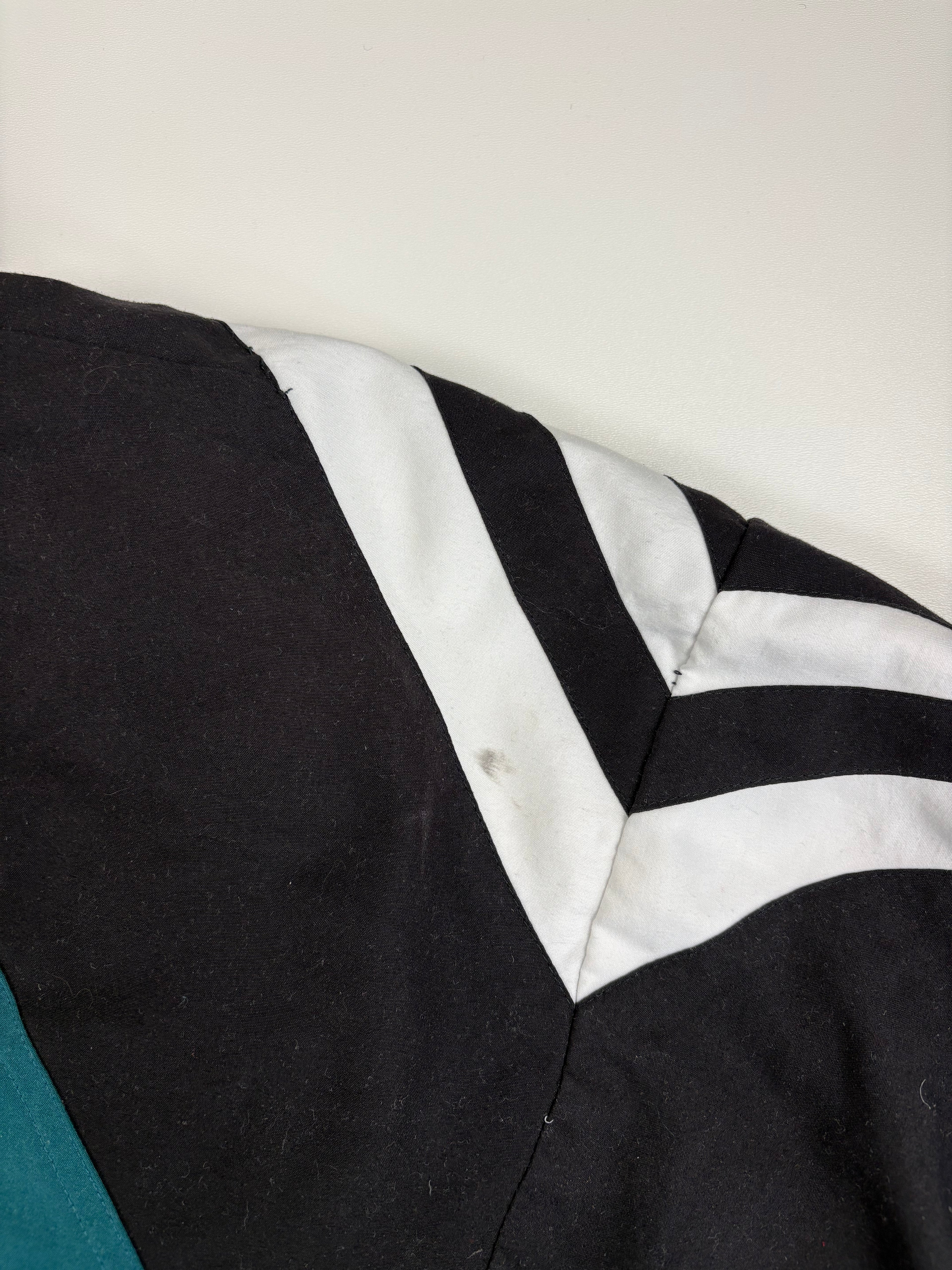 (L) Vintage Adidas Trainingsjacke in schwarz/grün/weiß