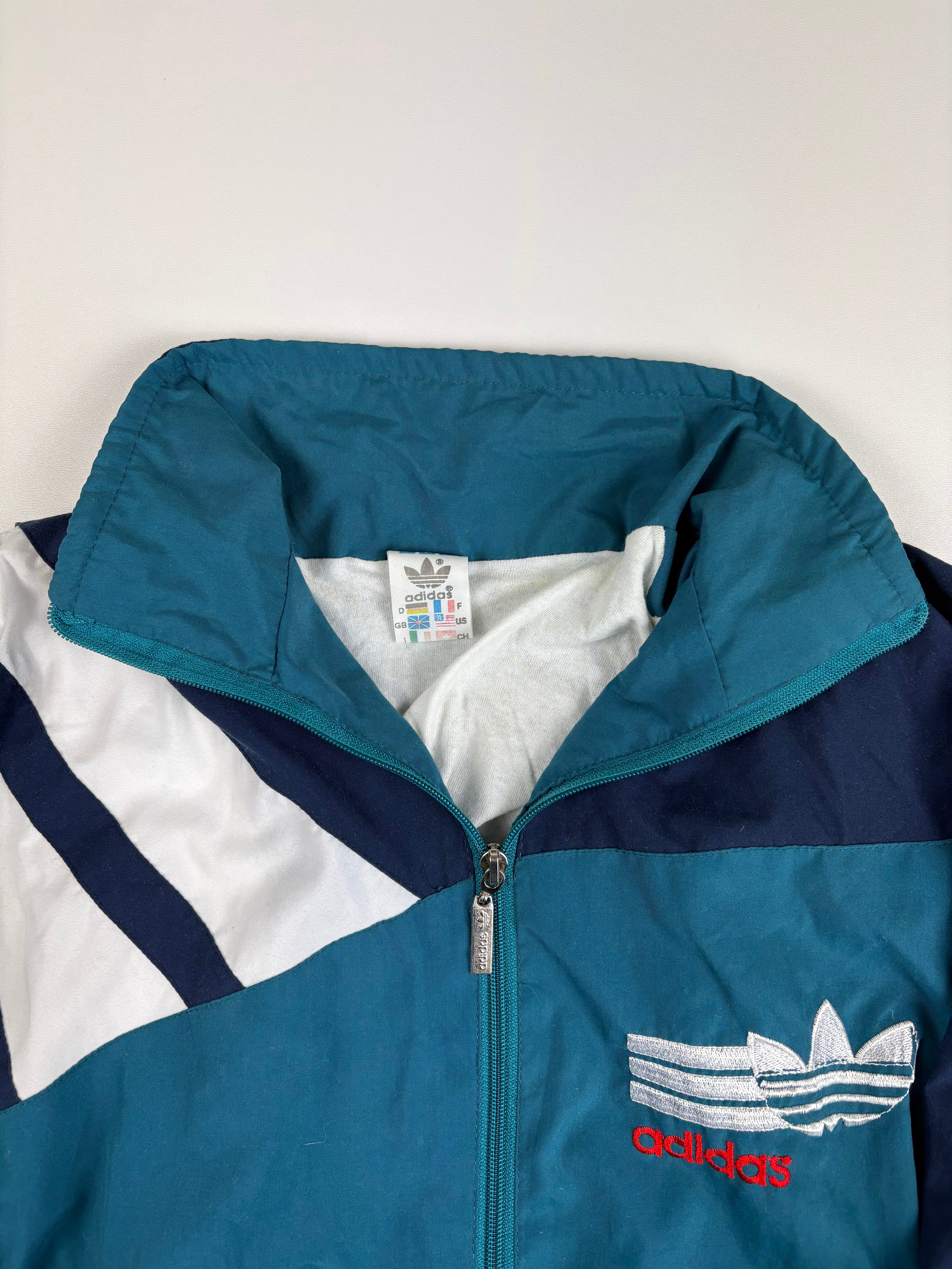 (XXS) Vintage Adidas Trainingsjacke in Türkis/Marineblau