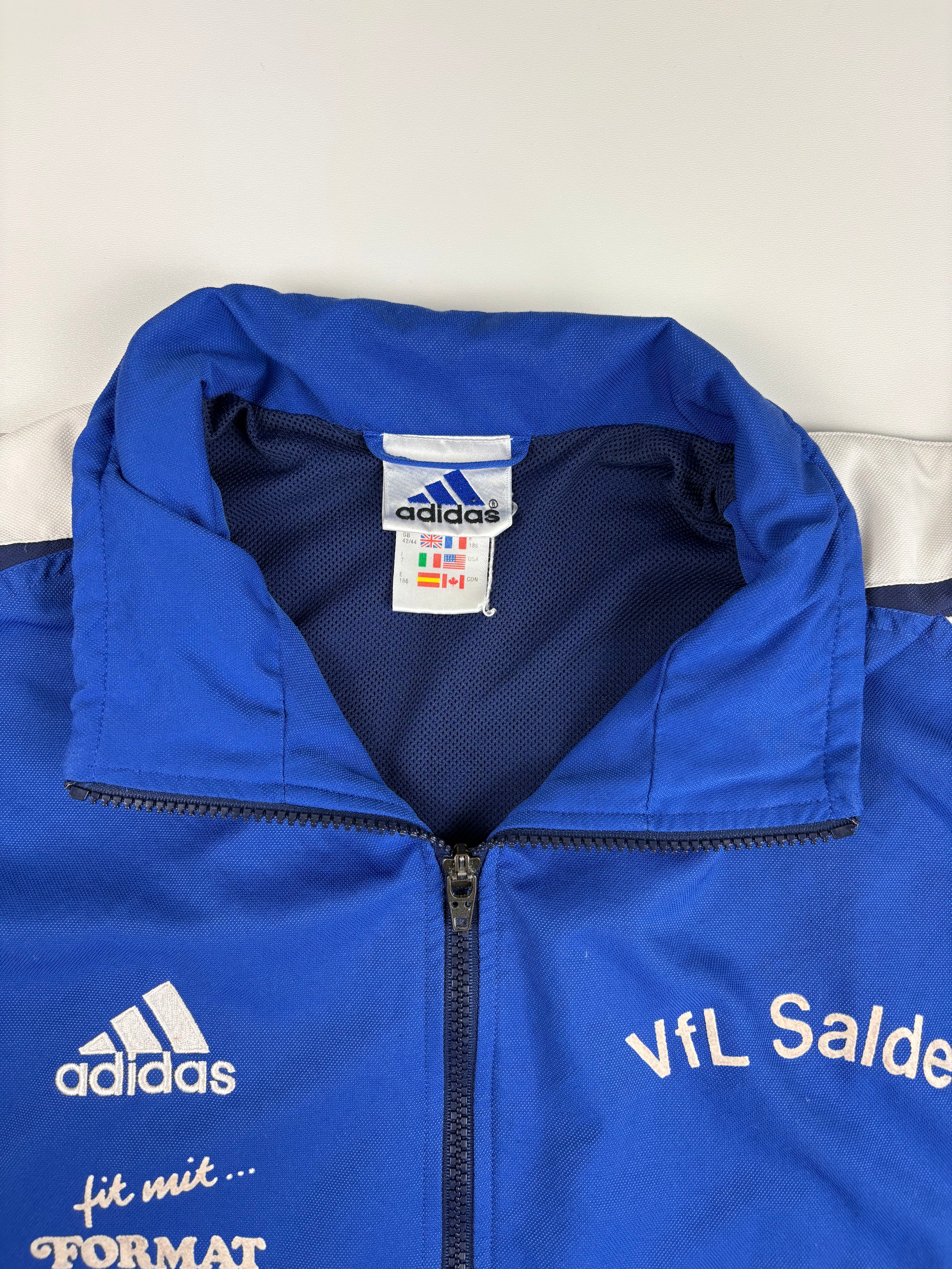 (XL) Vintage Adidas Trainingsjacke in blau/marineblau
