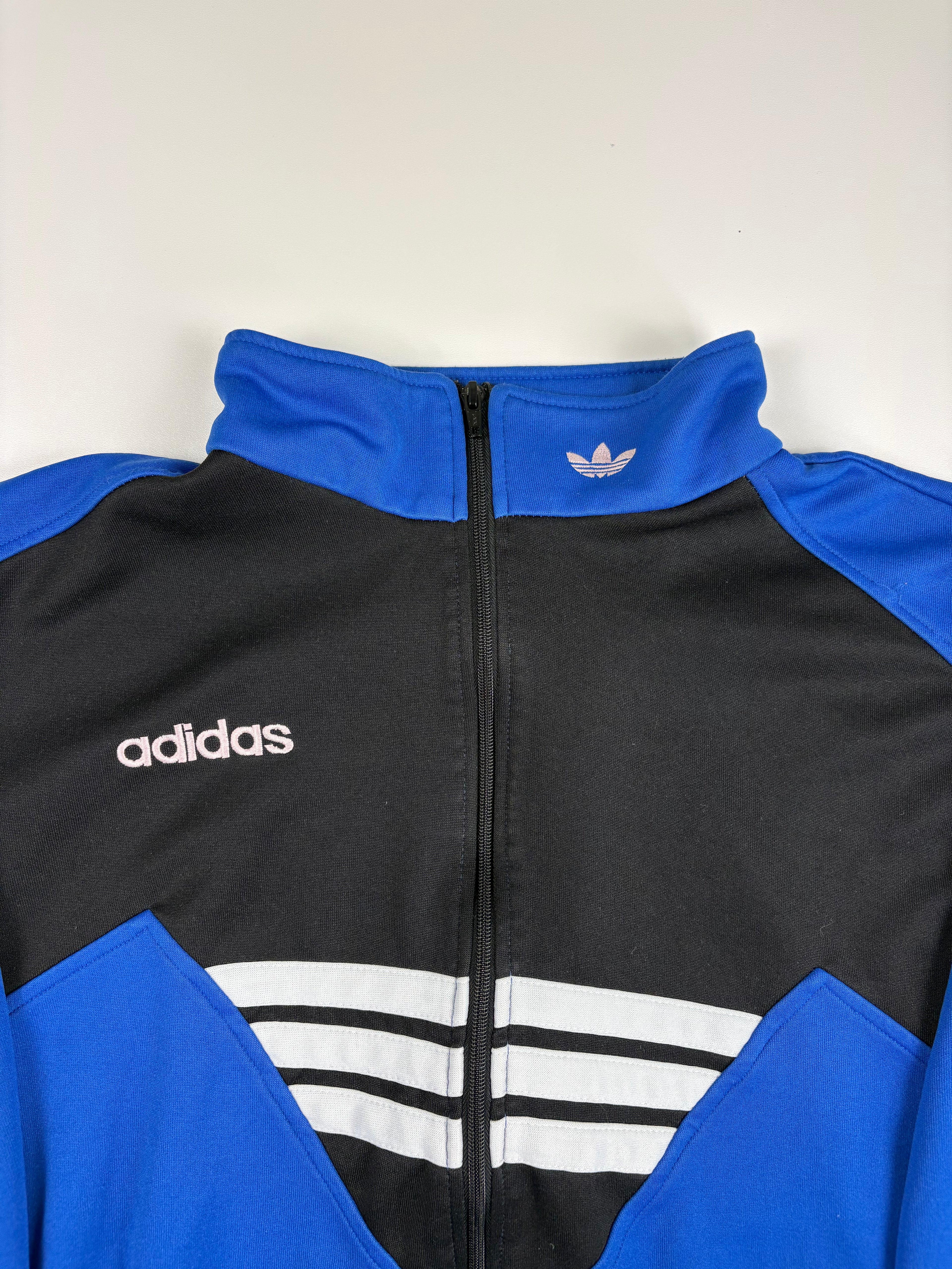 (M-L) Vintage Adidas Trainingsjacke in schwarz/blau 80s