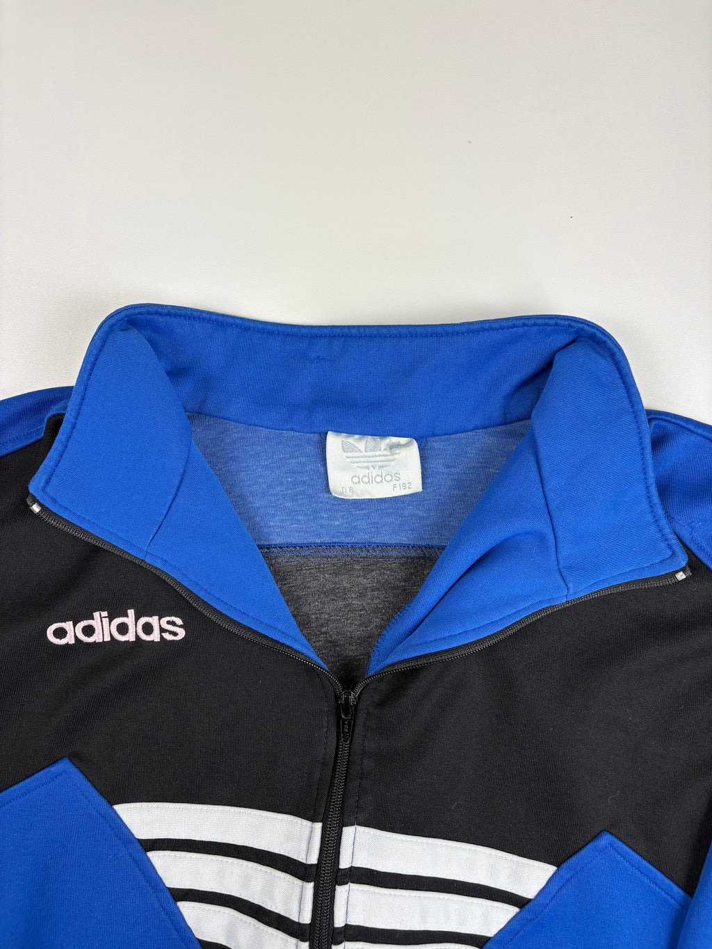 (M-L) Vintage Adidas Trainingsjacke in schwarz/blau 80s