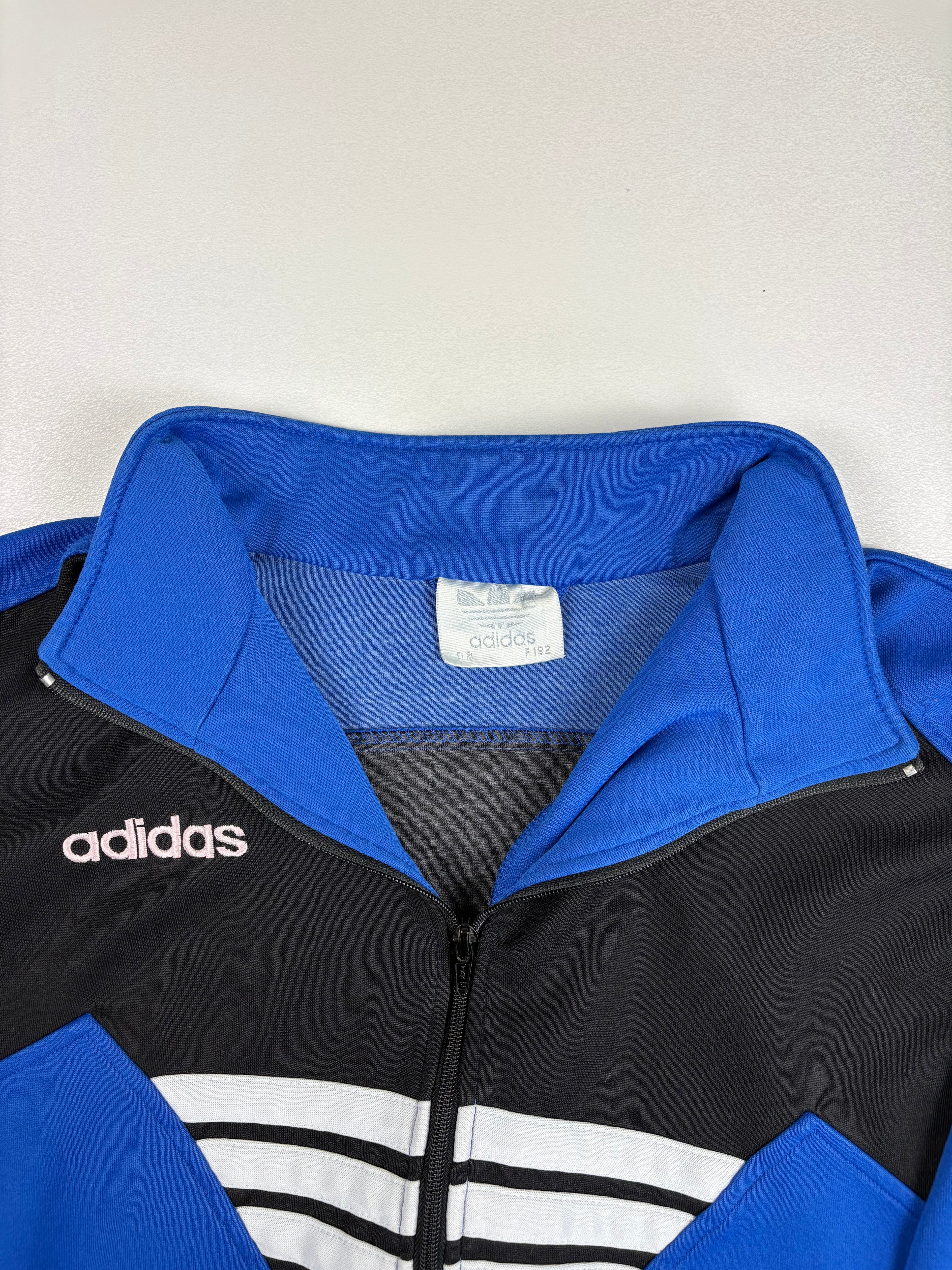 (M-L) Vintage Adidas Trainingsjacke in schwarz/blau 80s
