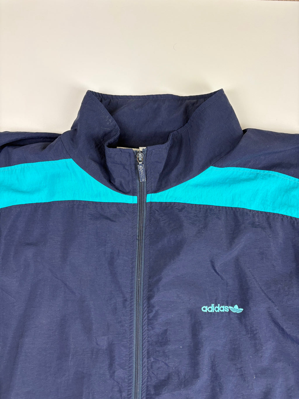 (XL) Vintage Adidas Trainingsjacke in marineblau