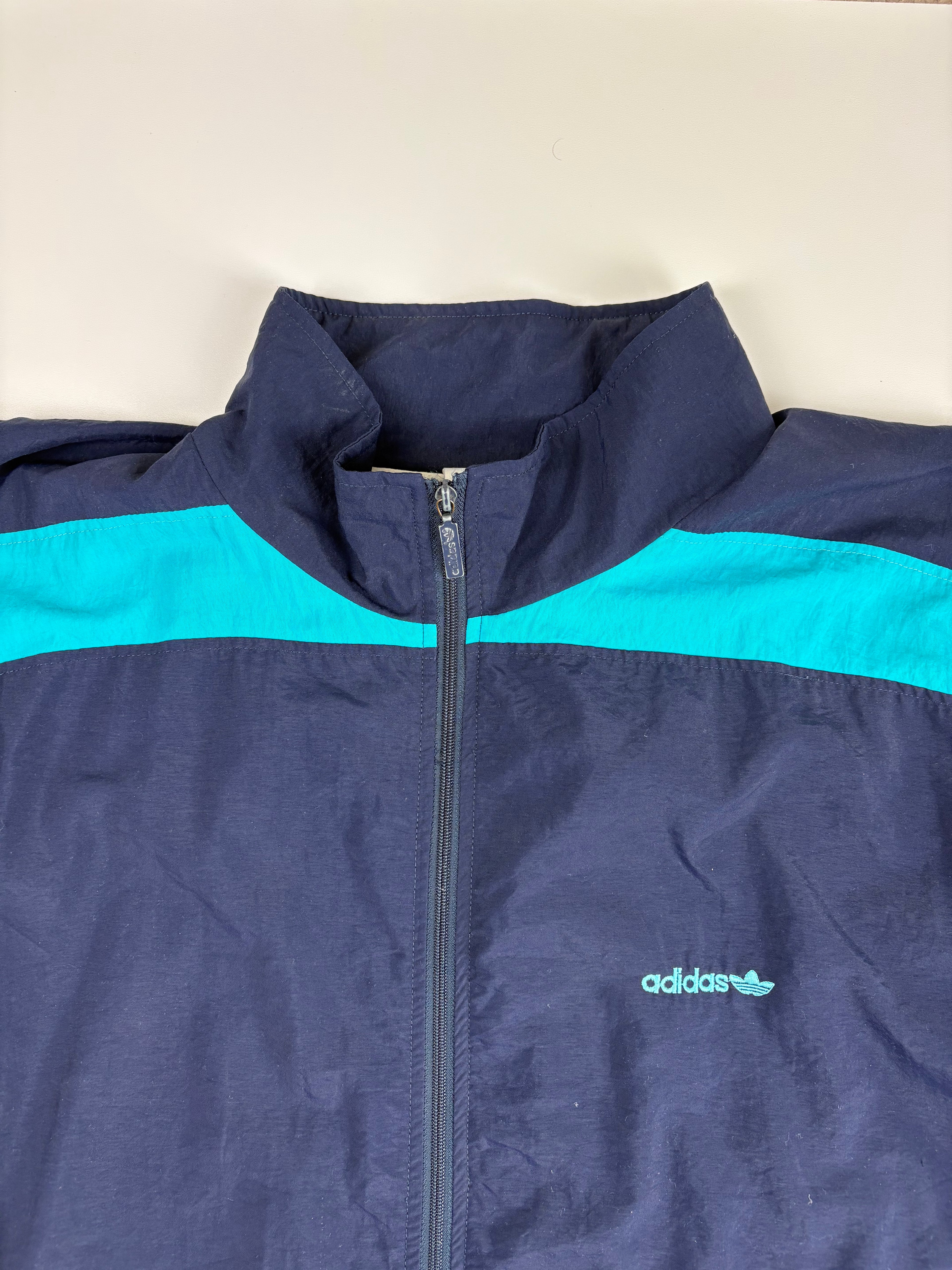 (XL) Vintage Adidas Trainingsjacke in marineblau