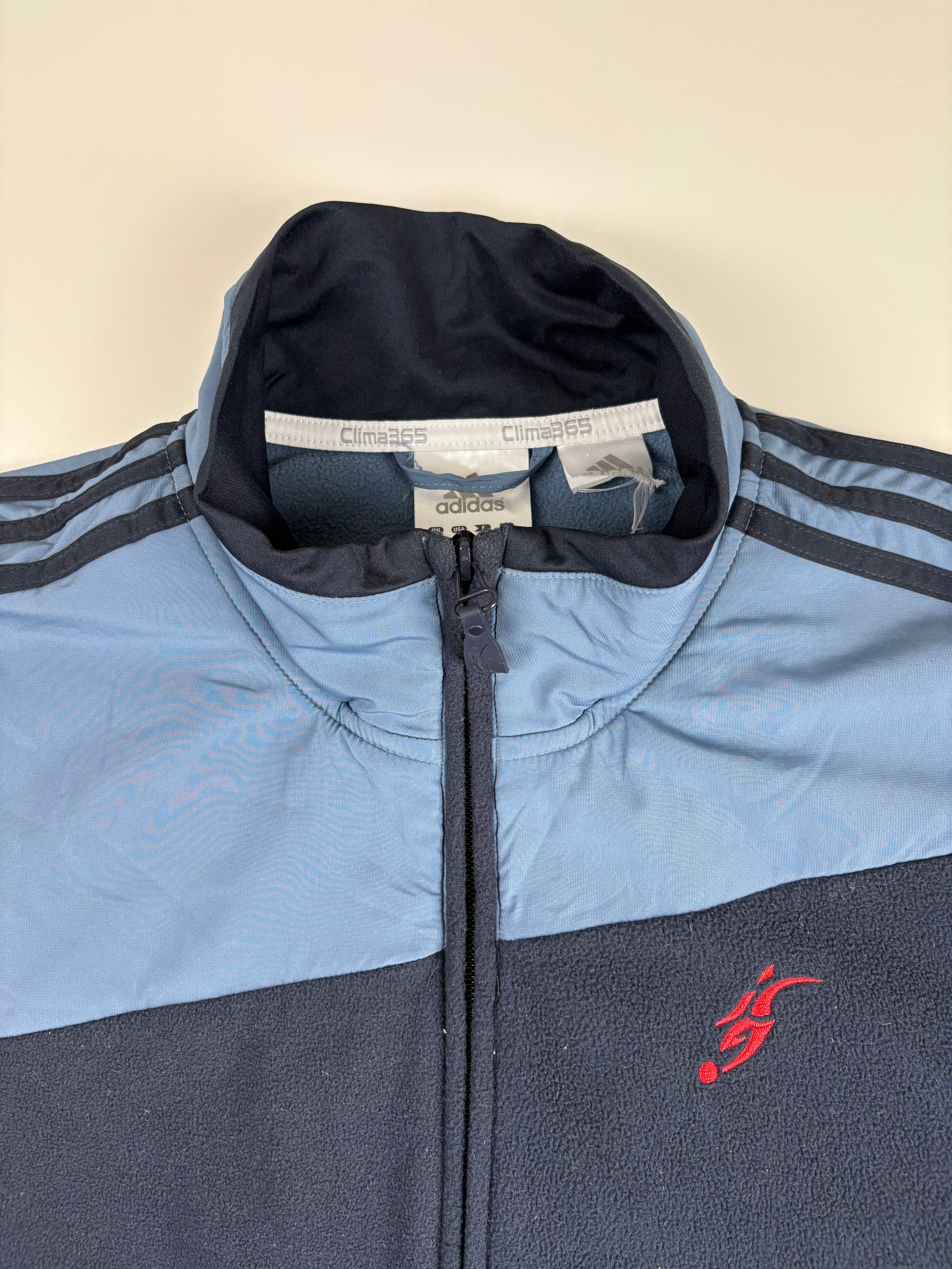 (L) Vintage Adidas Trainings/Fleecejacke in Marineblau