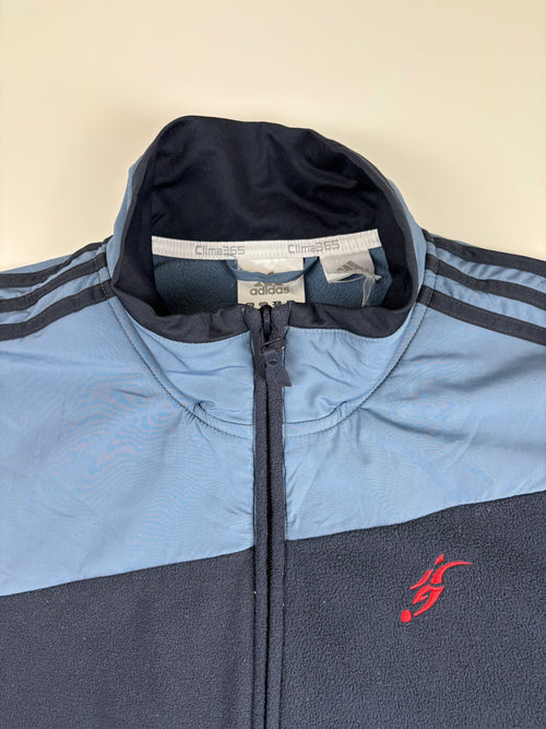 (L) Vintage Adidas Trainings/Fleecejacke in Marineblau