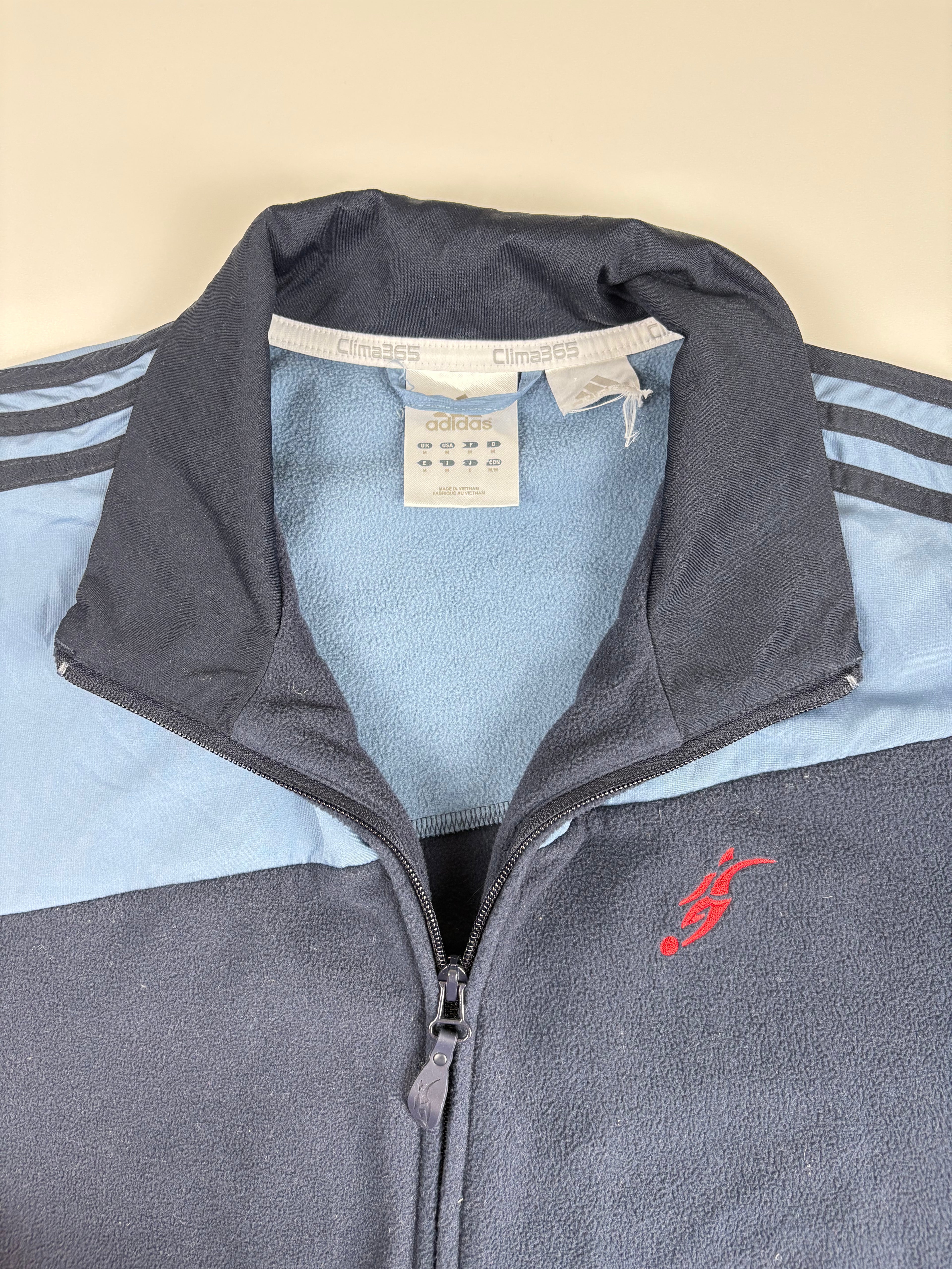 (L) Vintage Adidas Trainings/Fleecejacke in Marineblau