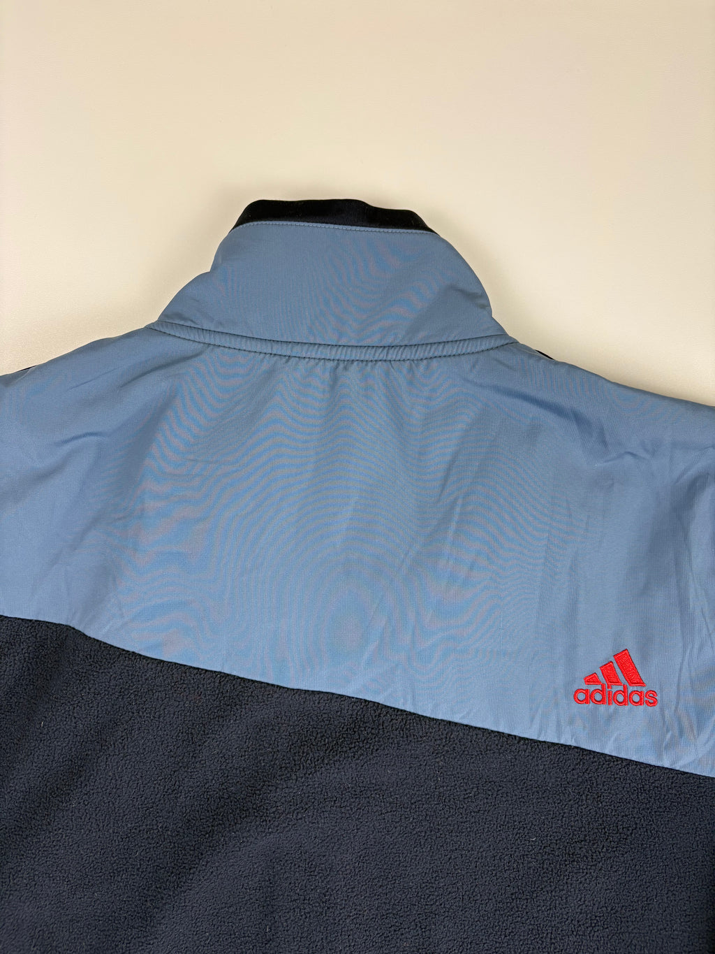 (L) Vintage Adidas Trainings/Fleecejacke in Marineblau