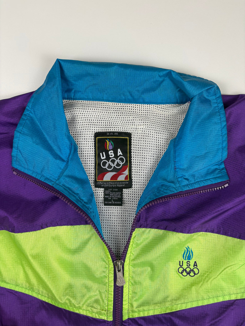 (L-XL) Vintage USA Olympia Trainingsjacke in lila