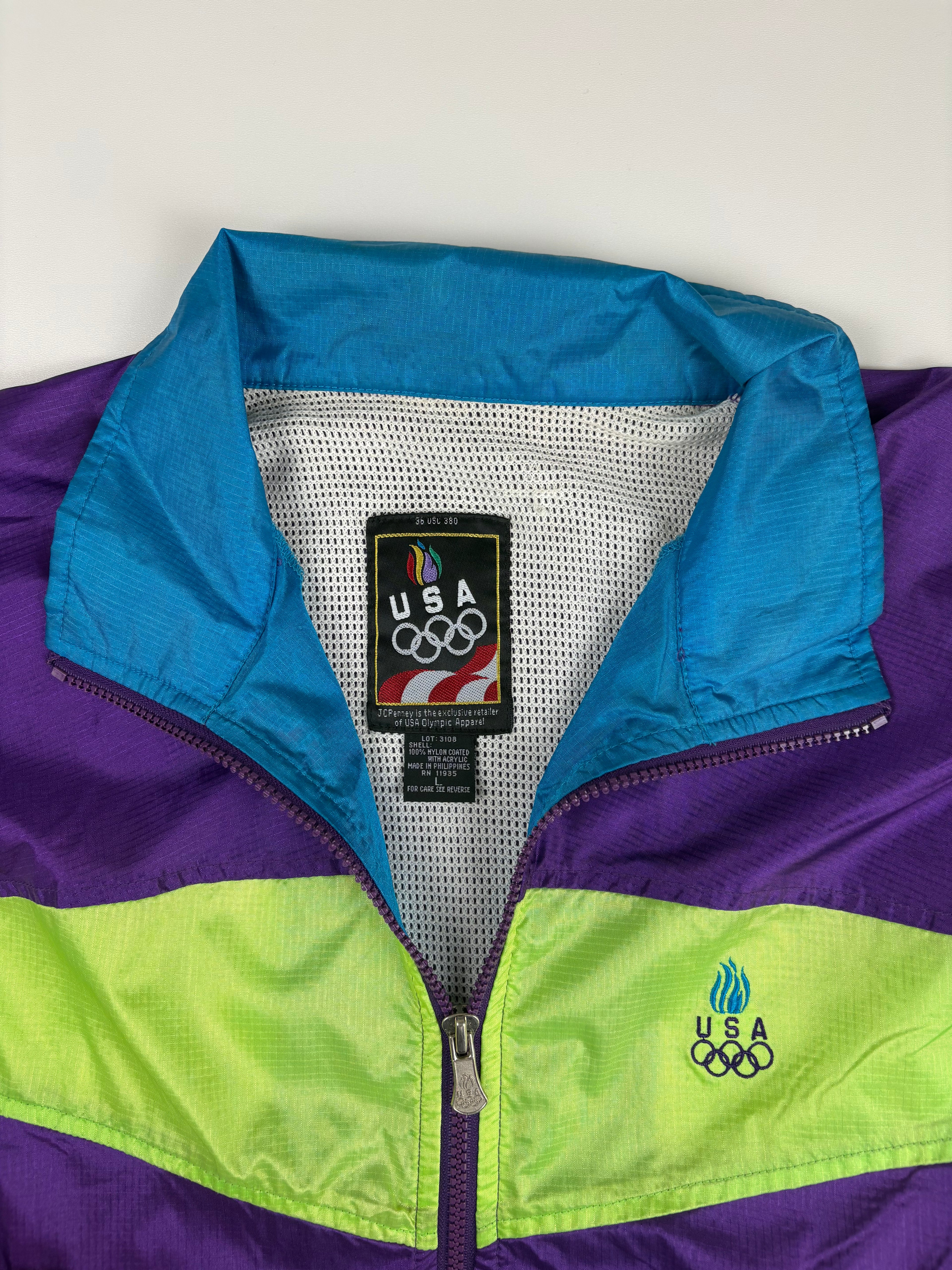 (L-XL) Vintage USA Olympia Trainingsjacke in lila