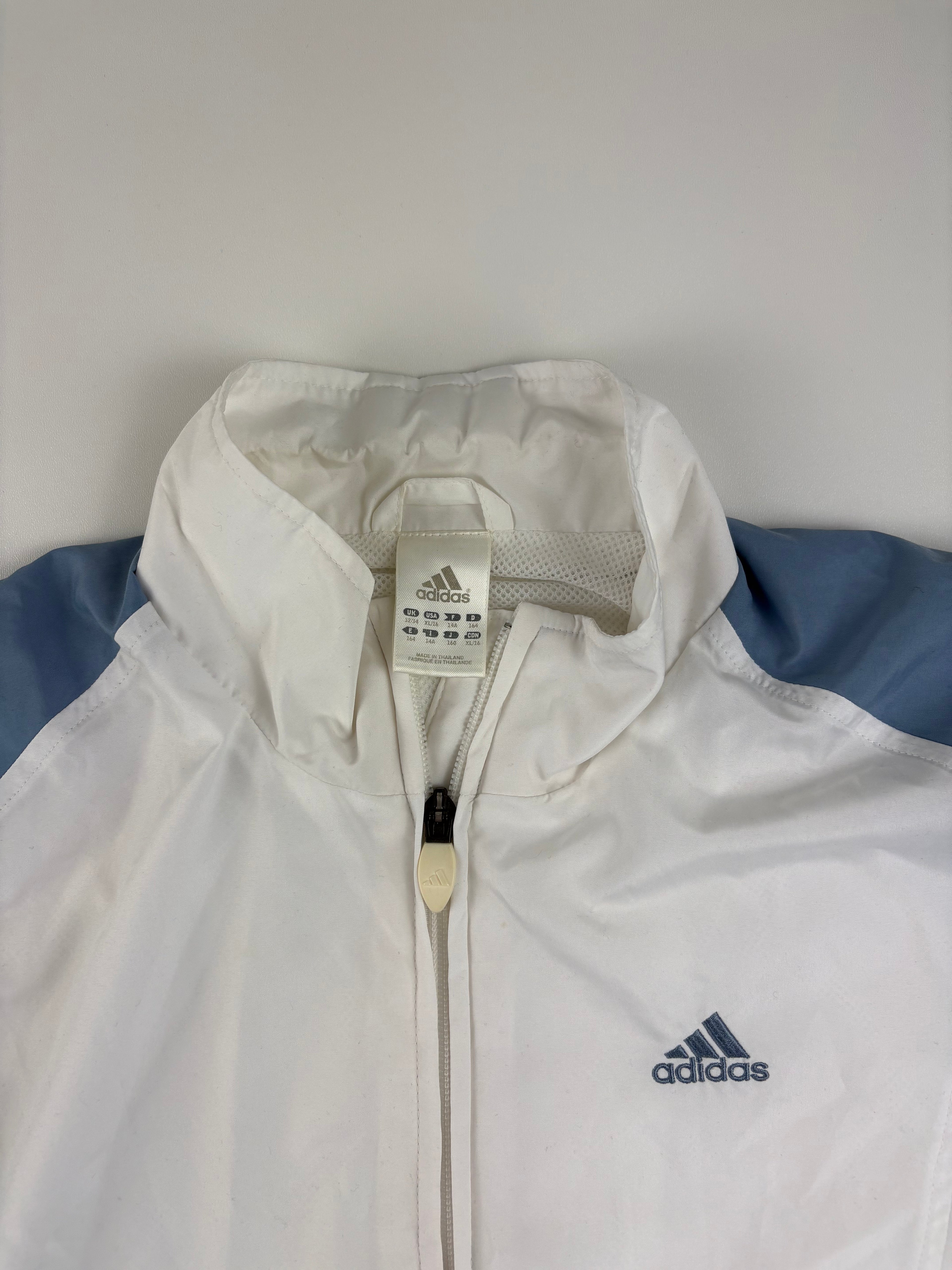 (S-M) Vintage Adidas Trainingsanzug in weiß & blau