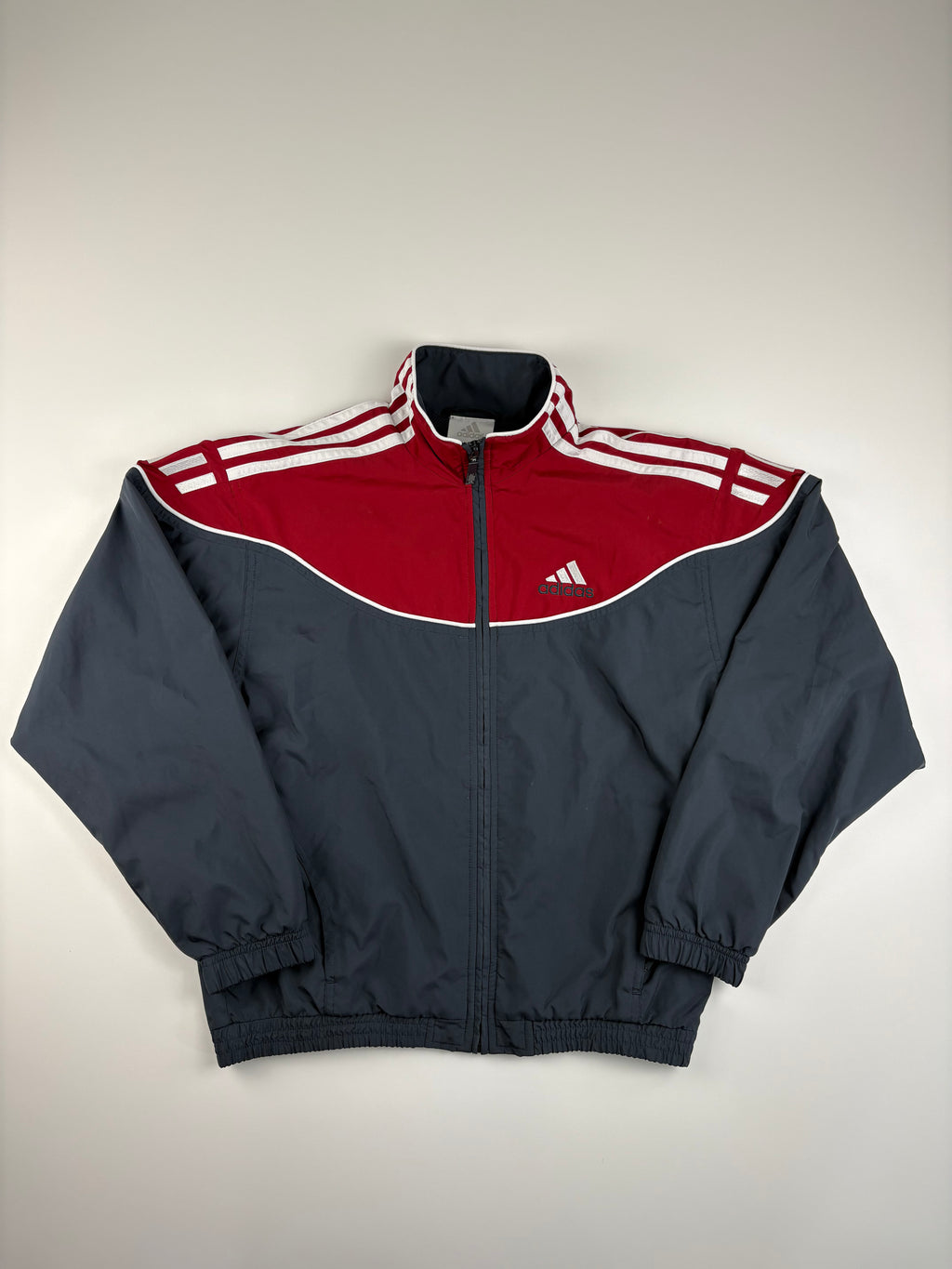 (XXS-XS) Vintage Adidas Trainingsanzug in rot & grau