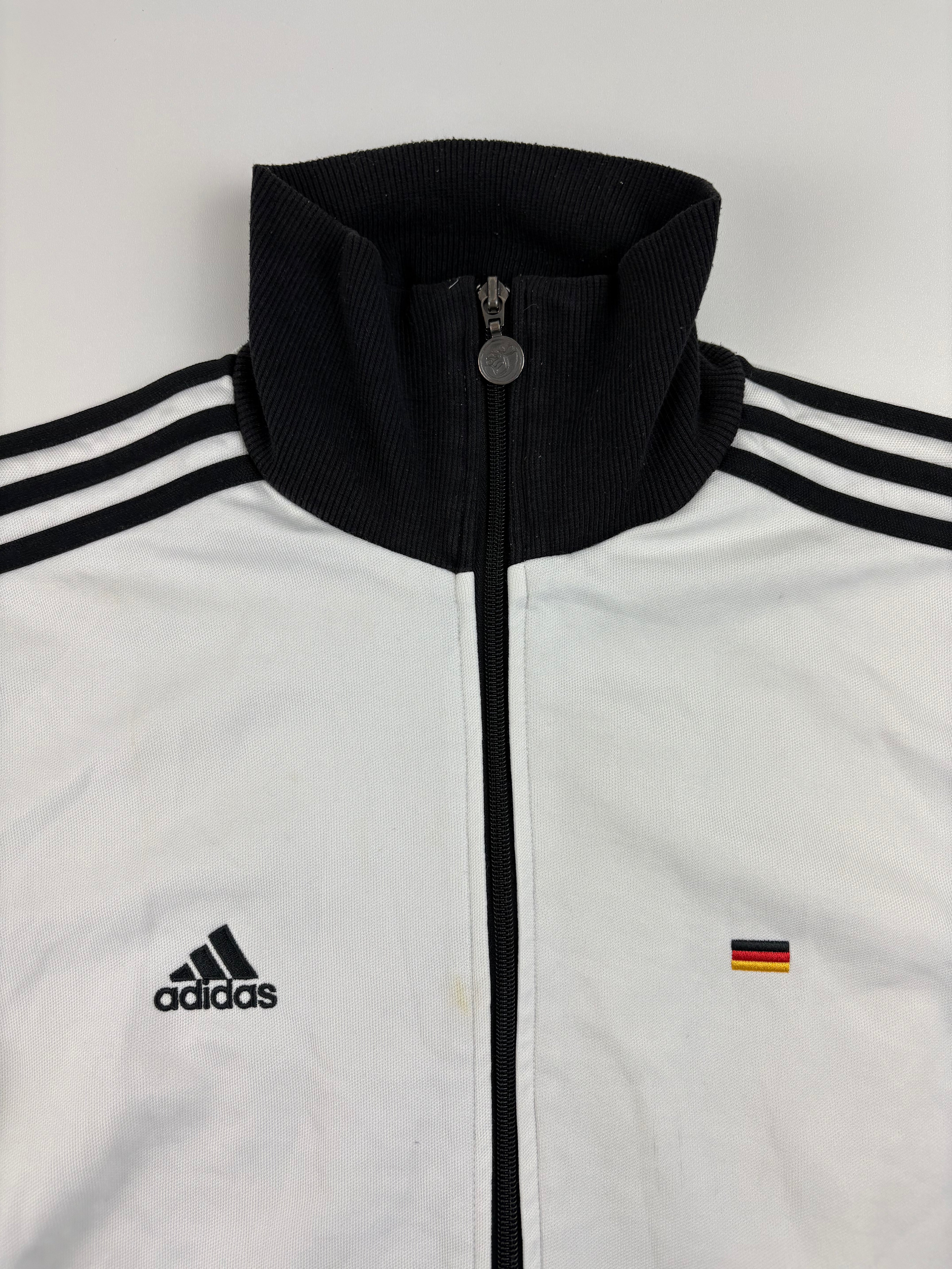 (M-L) Vintage Adidas Deutschland Trainingsjacke in weiß