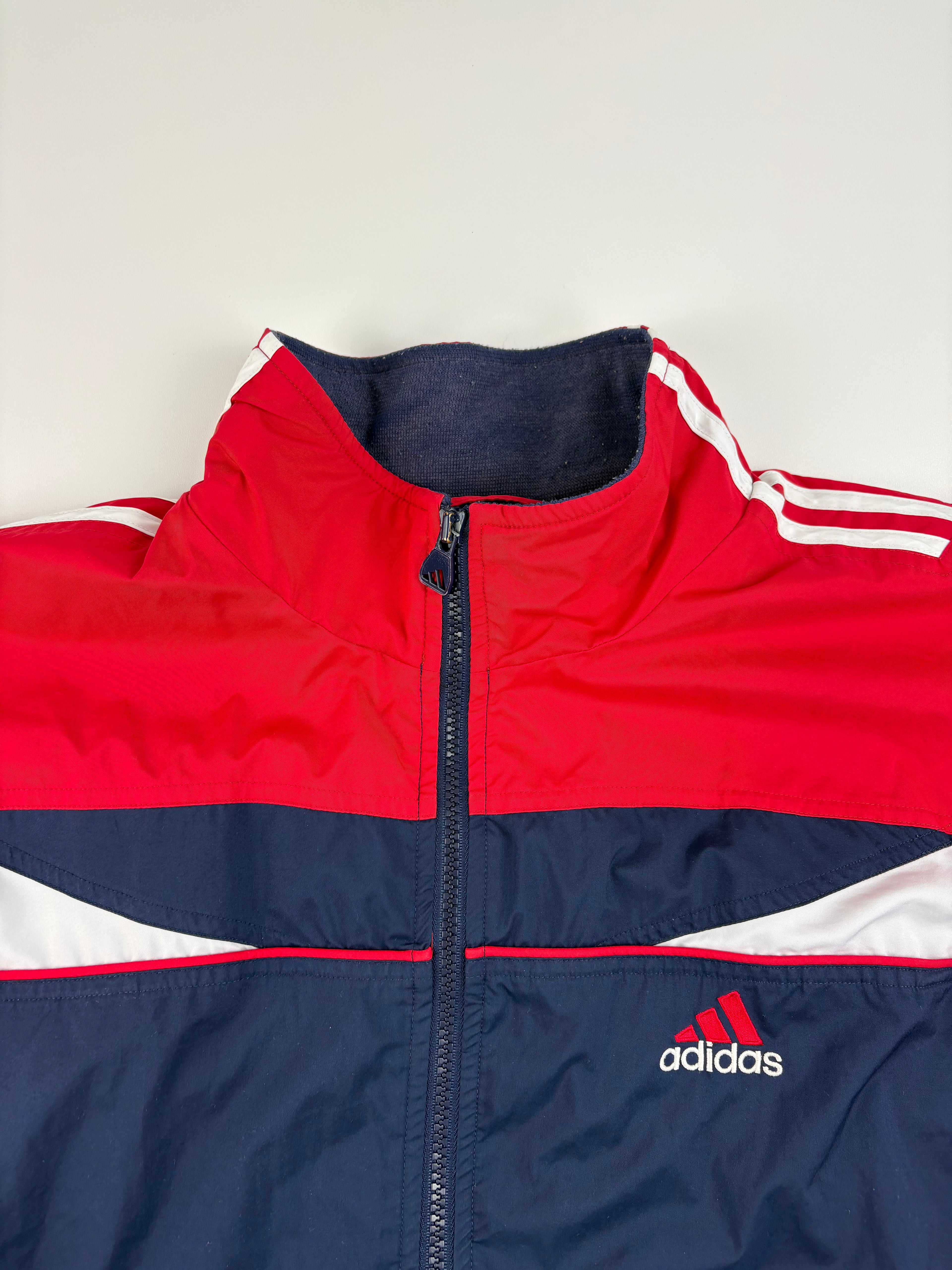 (M-L) Vintage Adidas Trainingsjacke in blau/rot