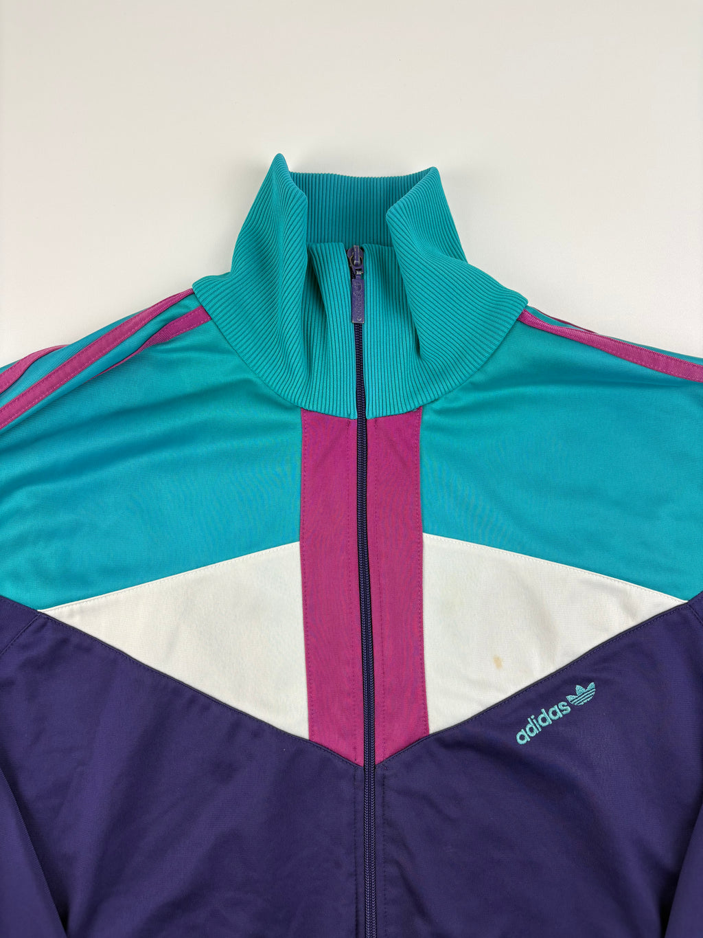 (M-L) Vintage Adidas Trainingsjacke in blau/rot
