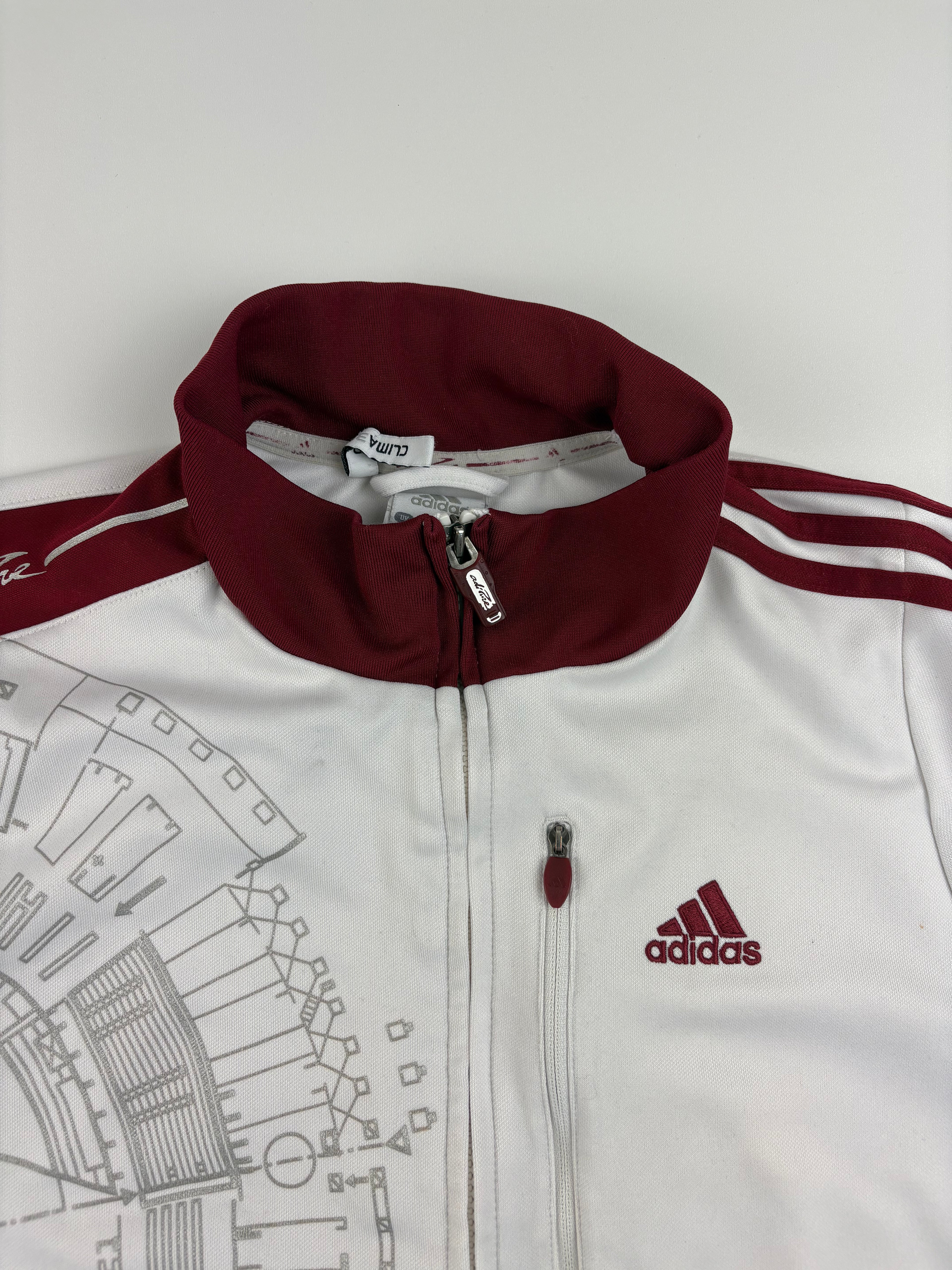 (M-L) Vintage Adidas Trainingsjacke in weiß/rot