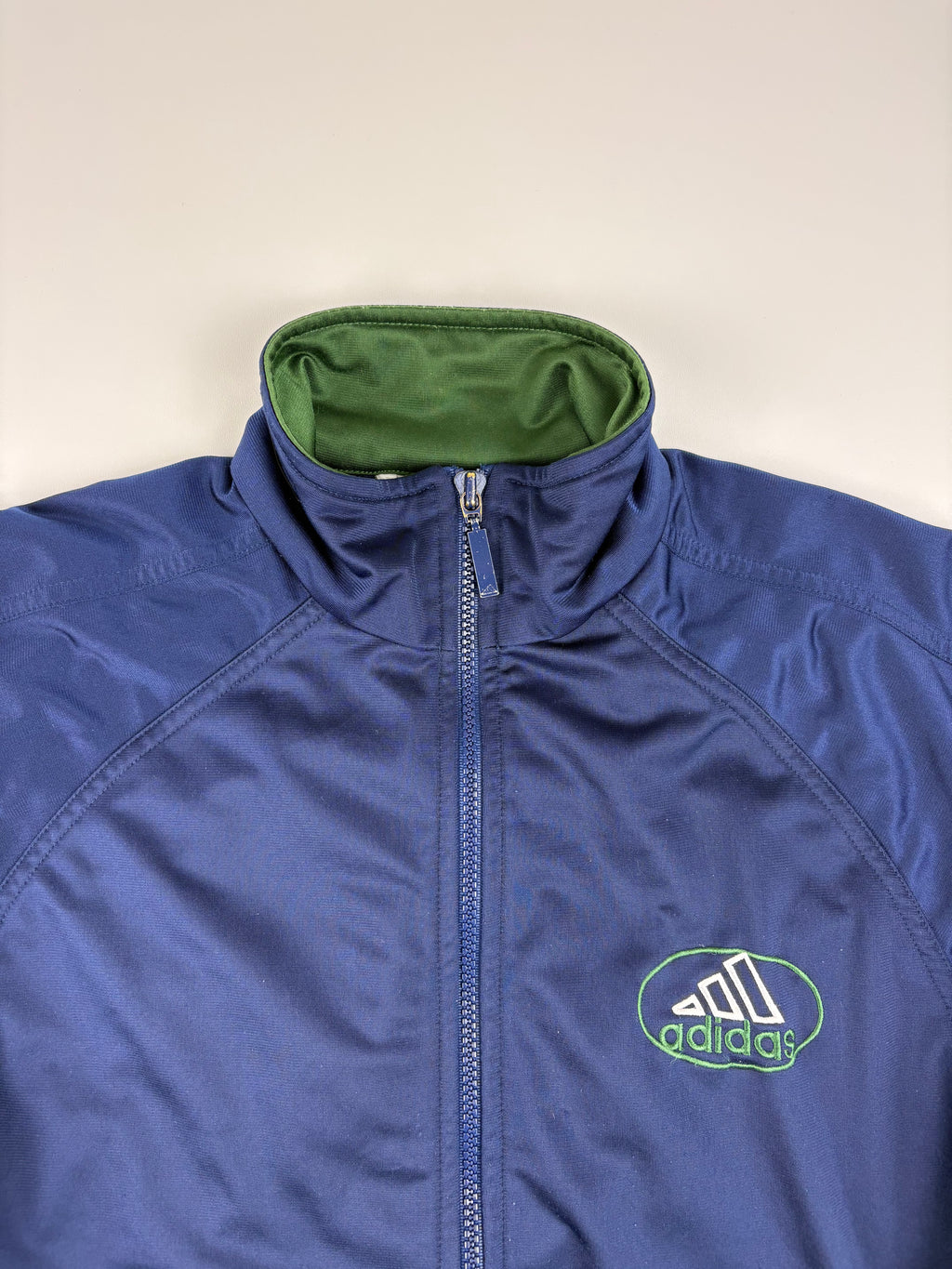 (S) Vintage Adidas Trainingsjacke in blau/grün