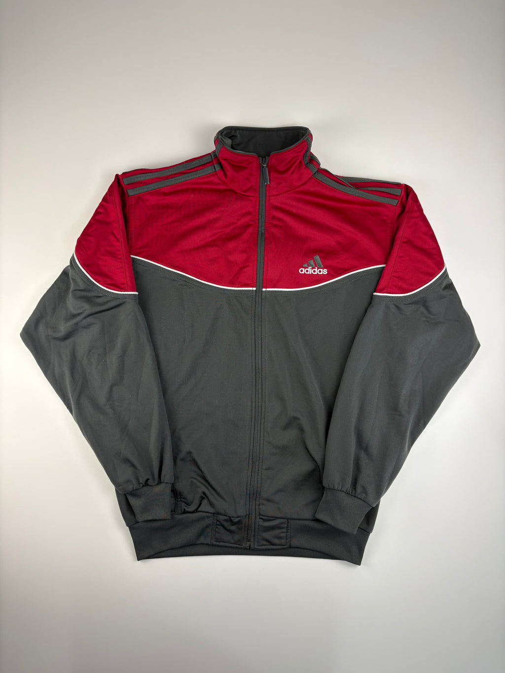 (M-L) Vintage Adidas Trainingsanzug in grau/ rot