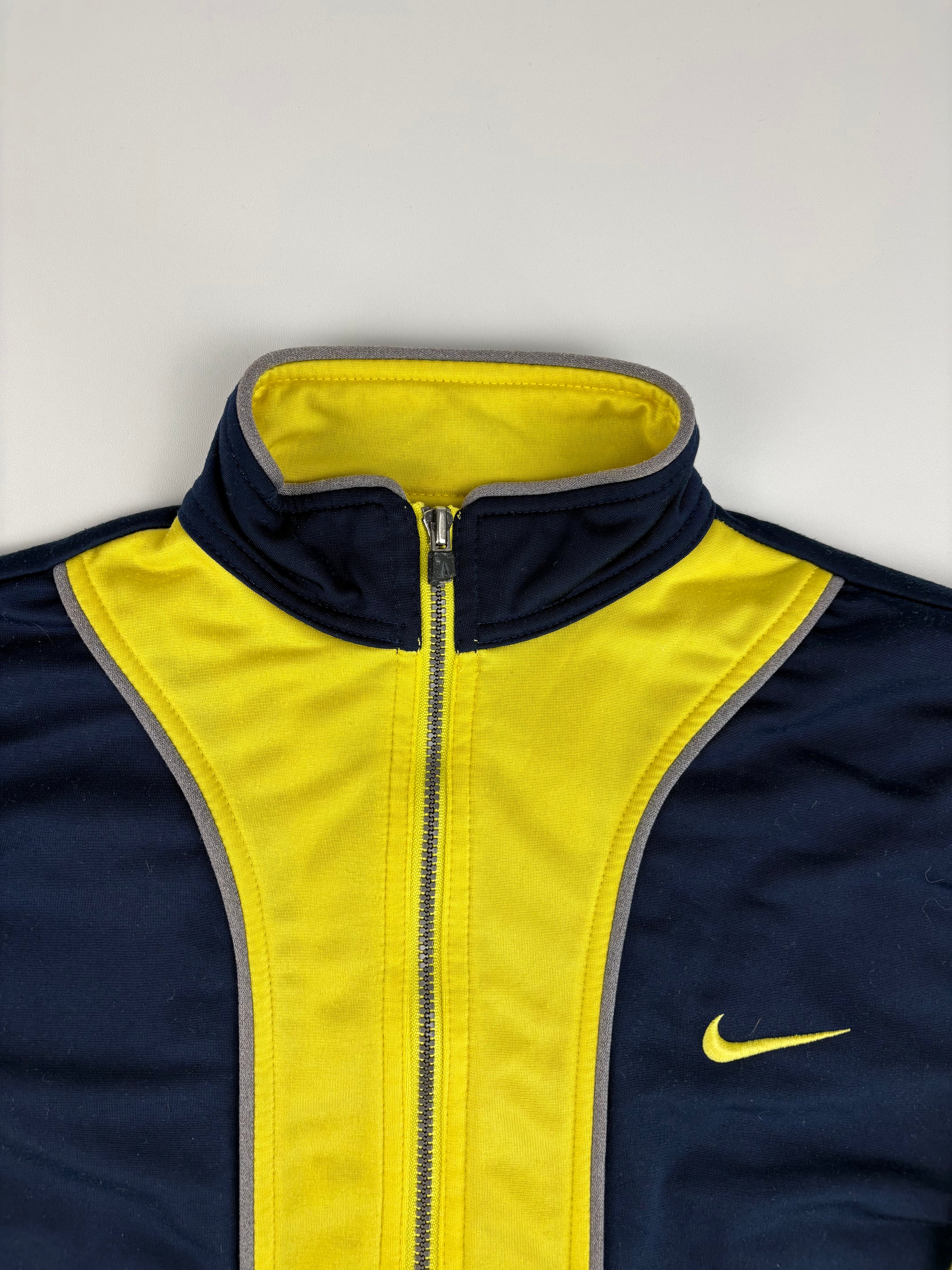 (S-M) Vintage Nike Trainingsanzug in Gelb/dunkelblau