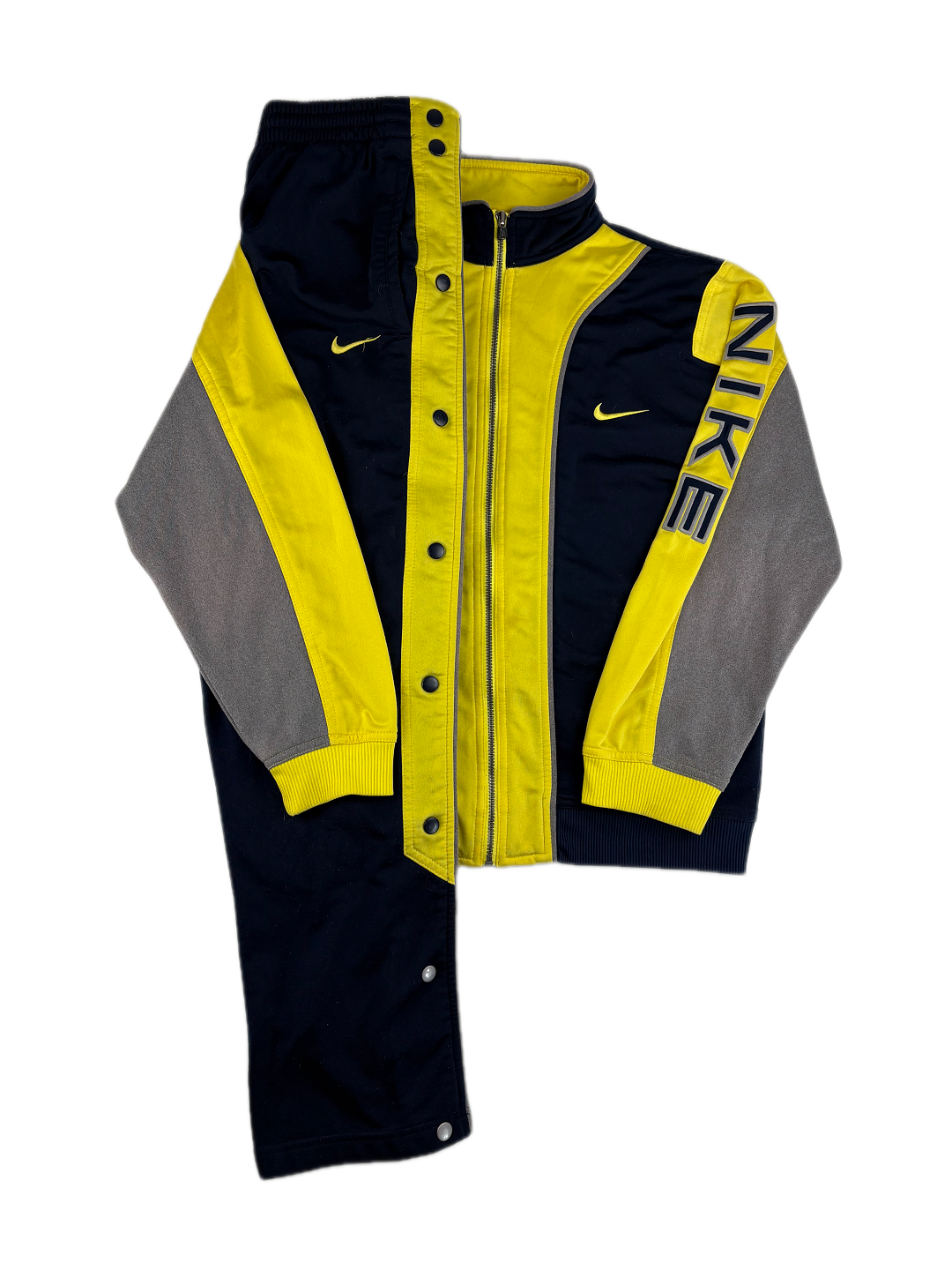 (S-M) Vintage Nike Trainingsanzug in Gelb/dunkelblau