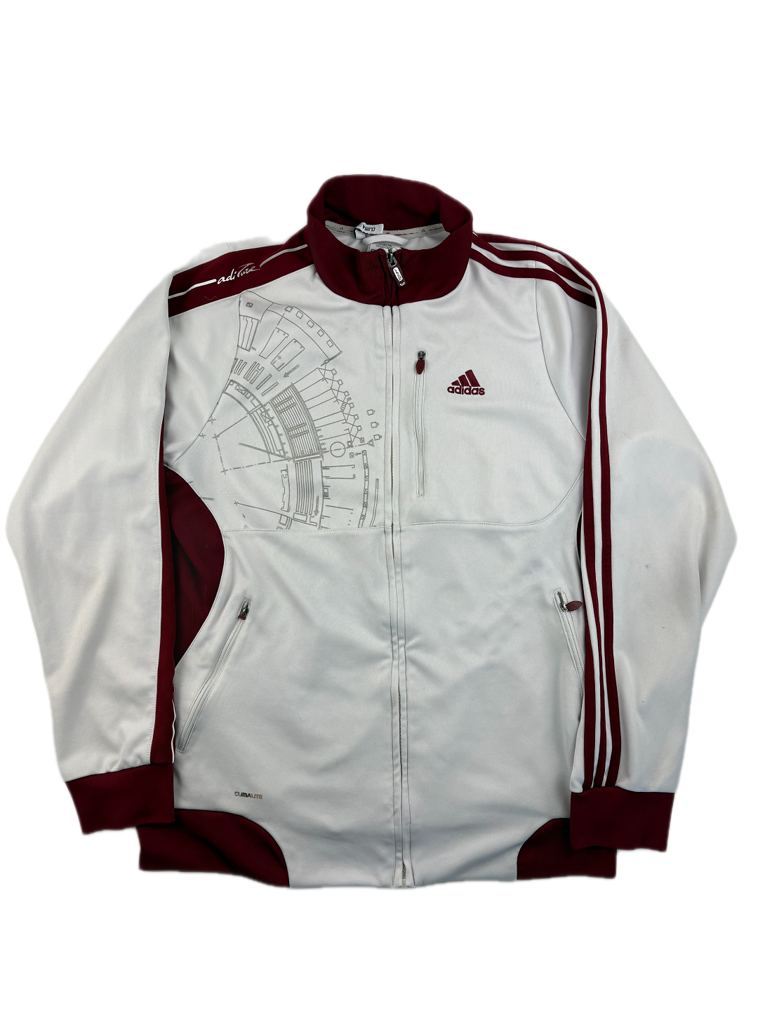 (M-L) Vintage Adidas Trainingsjacke in weiß/rot