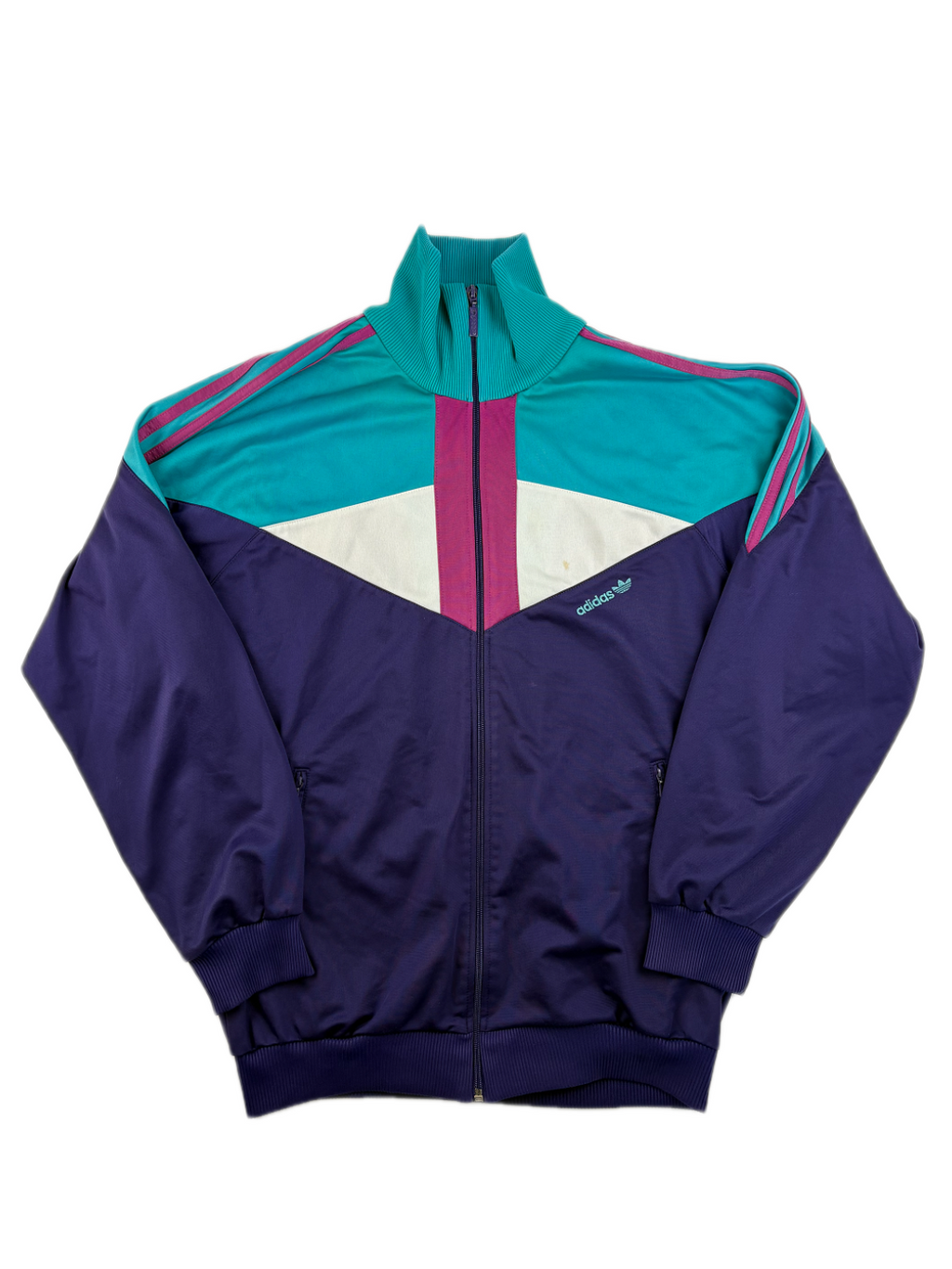 (M-L) Vintage Adidas Trainingsjacke in blau/rot